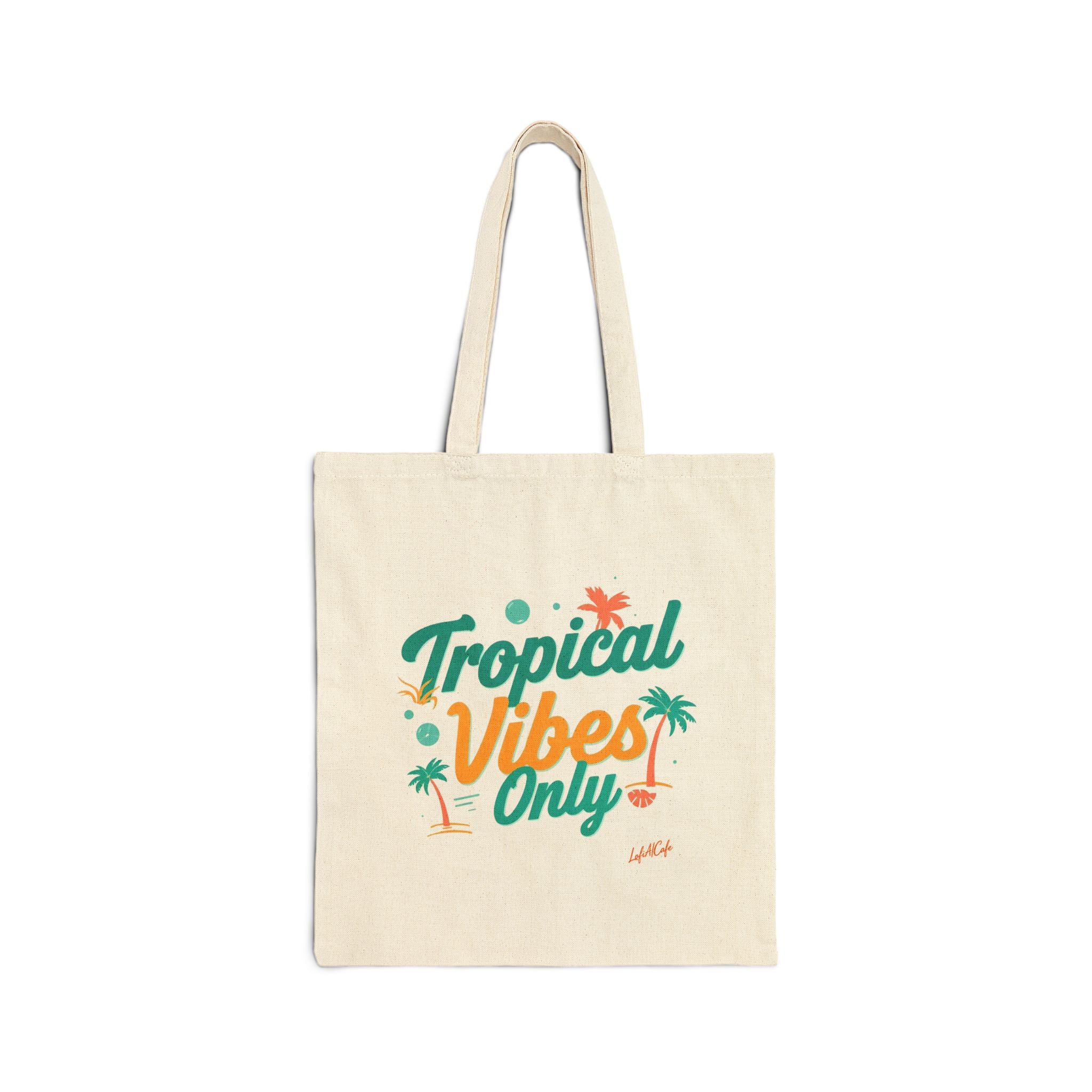 Tropical Vibes Only Tote Bag 🌴 | Canvas Beach Bag, Summer Vacation Tote, Eco Shopping Bag