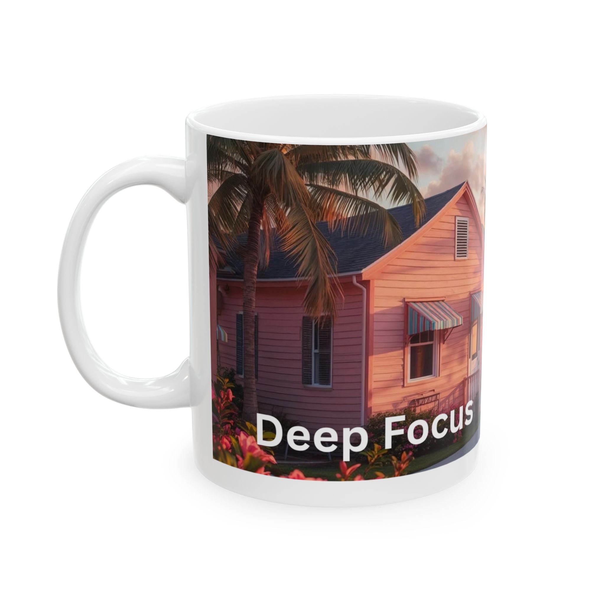Key West Coastal Mug 🌴 Caribbean Sunset Coffee Cup "Stay Focus" (11oz, 15oz)