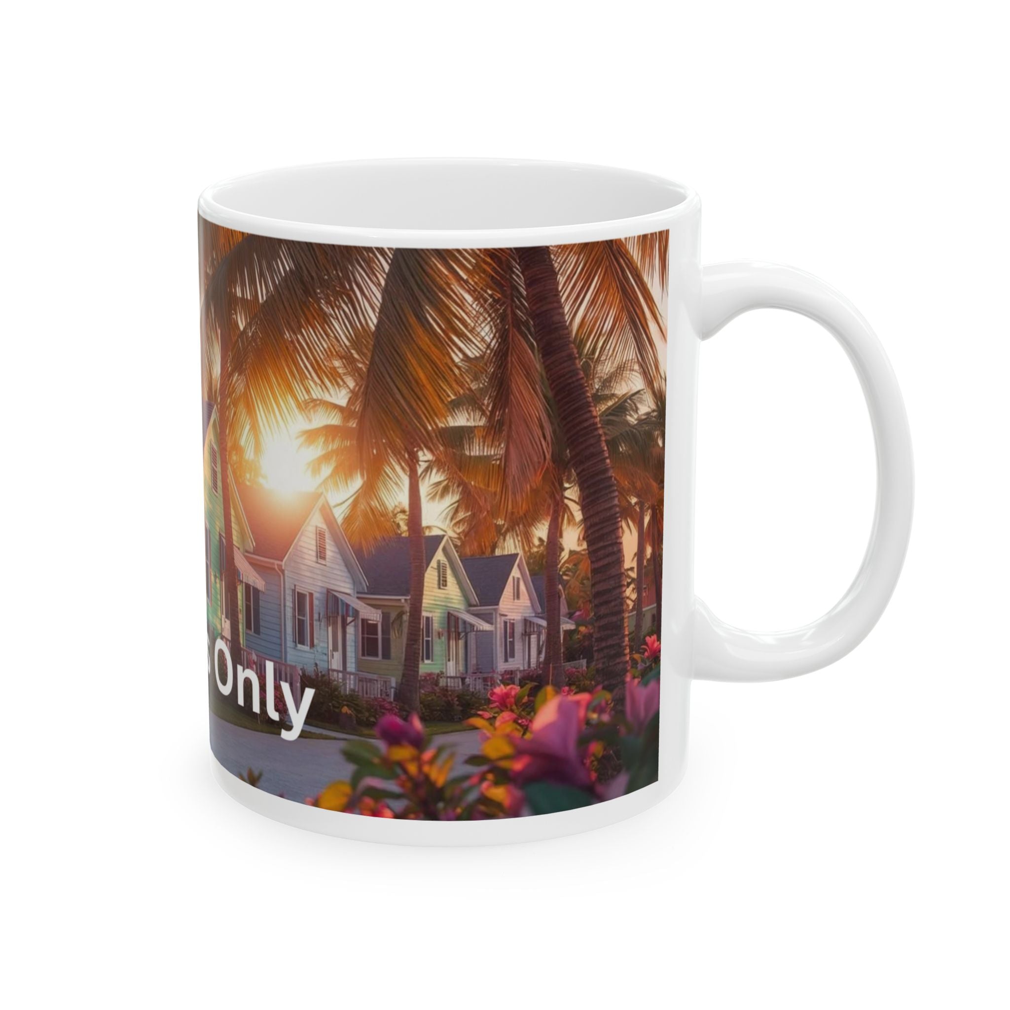 Key West Coastal Mug 🌴 Caribbean Sunset Coffee Cup "Caribbean Vibes Only" (11oz, 15oz)