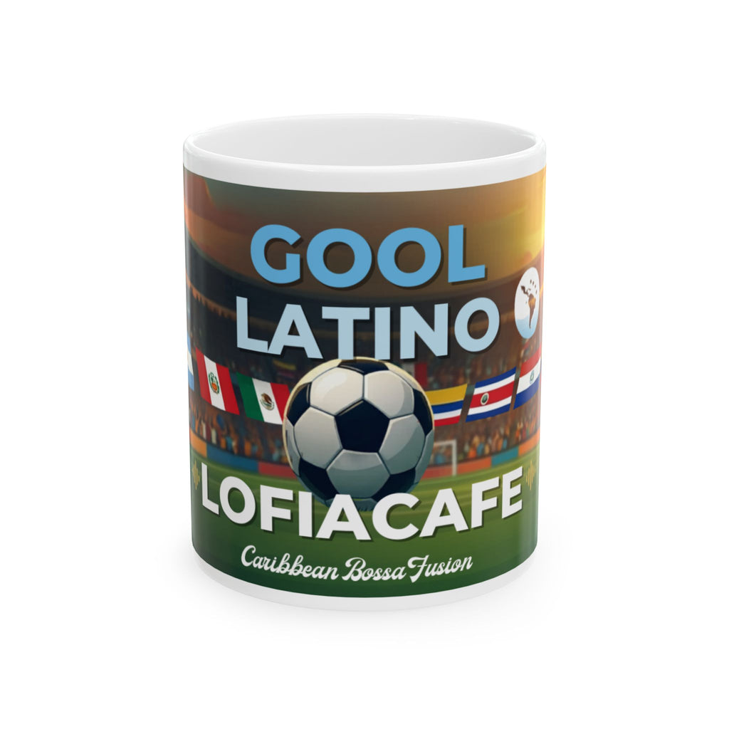 Gool Latino Mug — LofiAICafe Caribbean Bossa Fusion | Latino Soccer Fan Gift | Ceramic Coffee Mug 11oz 15oz