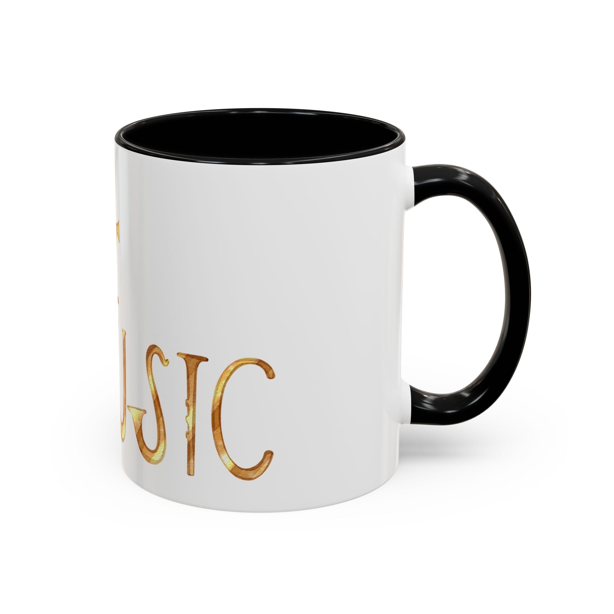 Jazz Coffee Mug ☕ Gold Script Accent Mug (11oz) – Music Lover Gift, Retro Jazz Style Cup