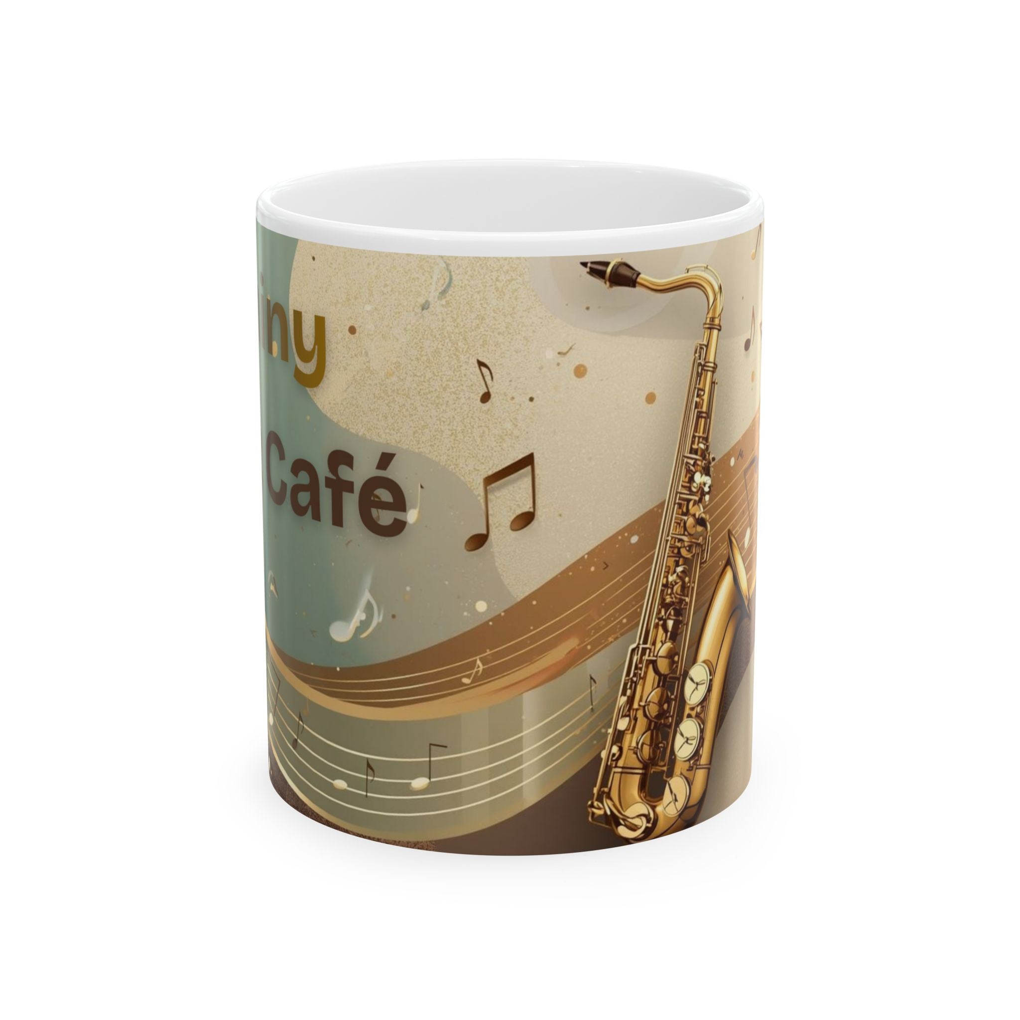 Rainy Jazz Café Ceramic Mug – Saxophone Jazz Coffee Cup for Music Lovers (11oz)