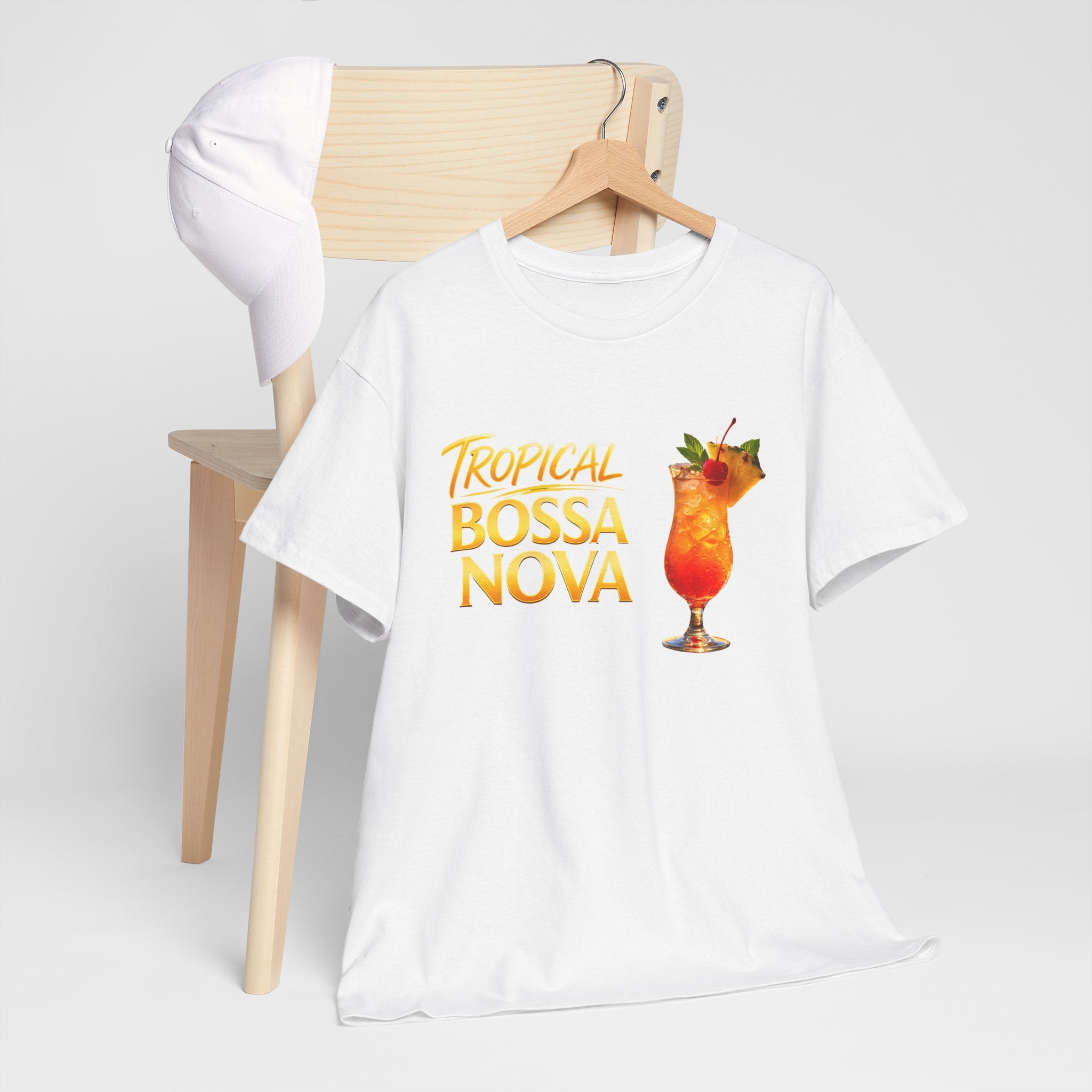 Tropical Bossa Nova T-Shirt 🍹🌴 Cocktail Graphic Tee – Summer Beach Vibes, Resort Wear, Music Aesthetic Shirt