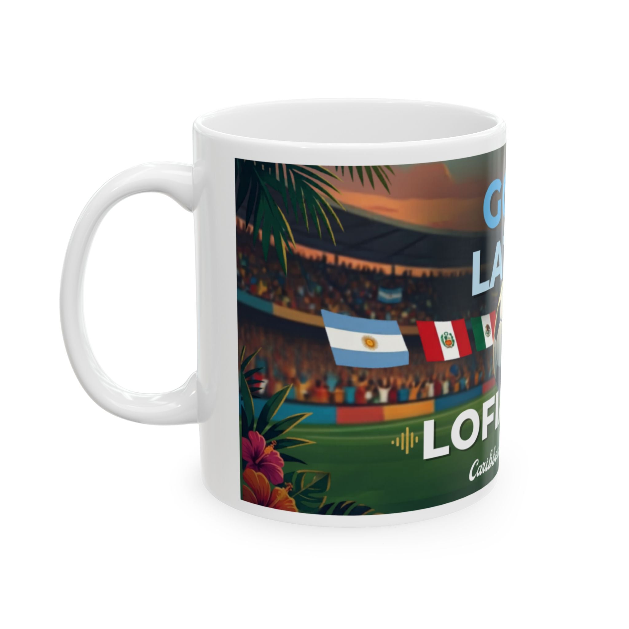 Gool Latino Mug — LofiAICafe Caribbean Bossa Fusion | Latino Soccer Fan Gift | Ceramic Coffee Mug 11oz 15oz