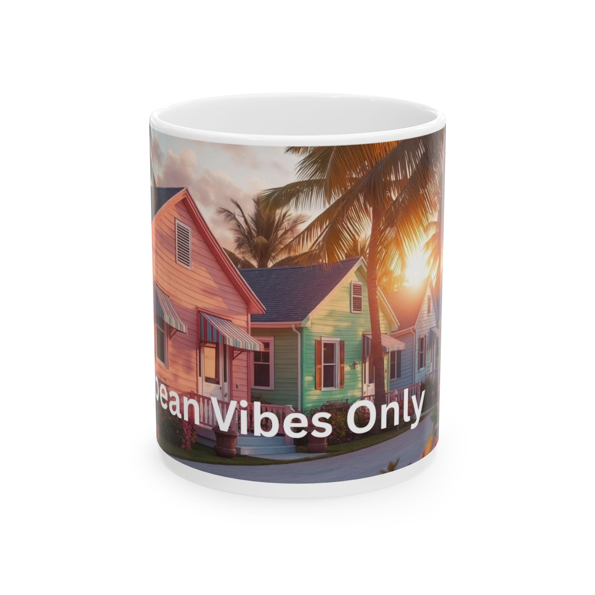 Key West Coastal Mug 🌴 Caribbean Sunset Coffee Cup "Caribbean Vibes Only" (11oz, 15oz)