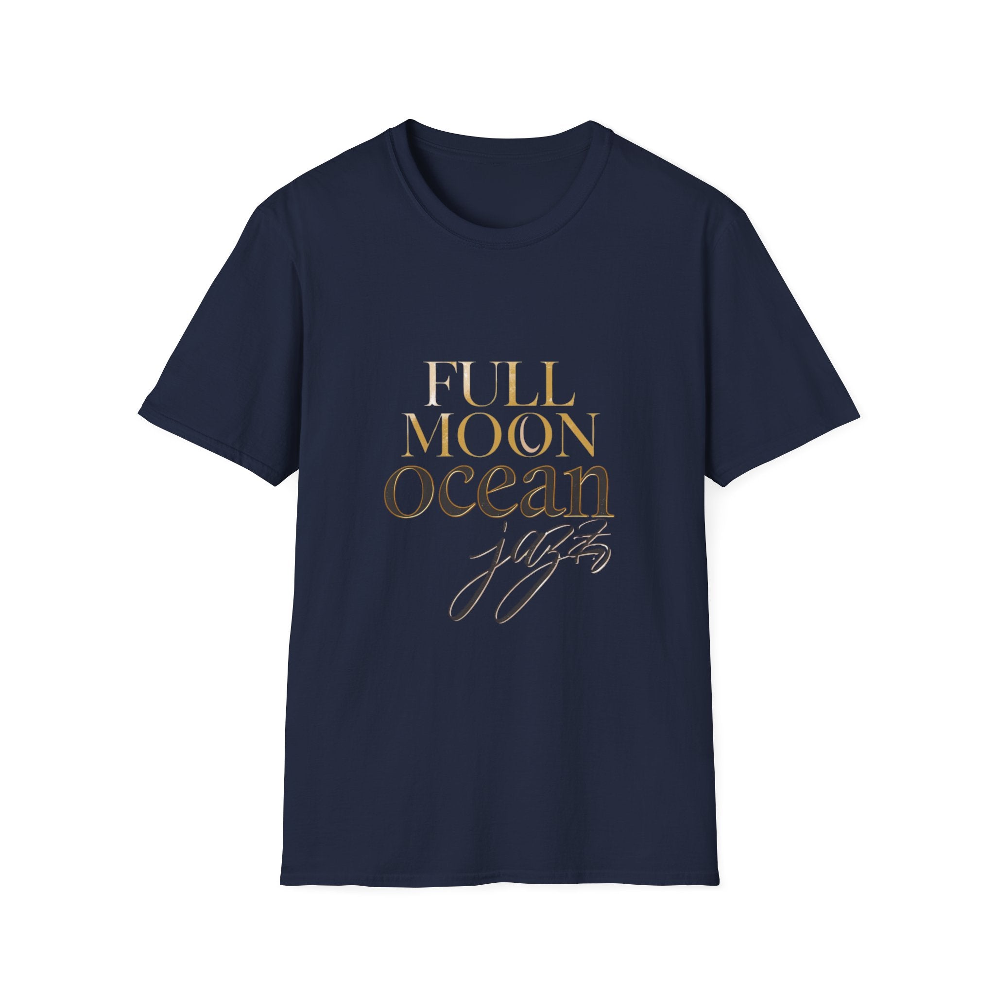 Full Moon Ocean Jazz T-Shirt 🌙🌊 Relaxing Music Graphic Tee – Sleep Aesthetic, Coastal Night Vibes, Unisex Shirt