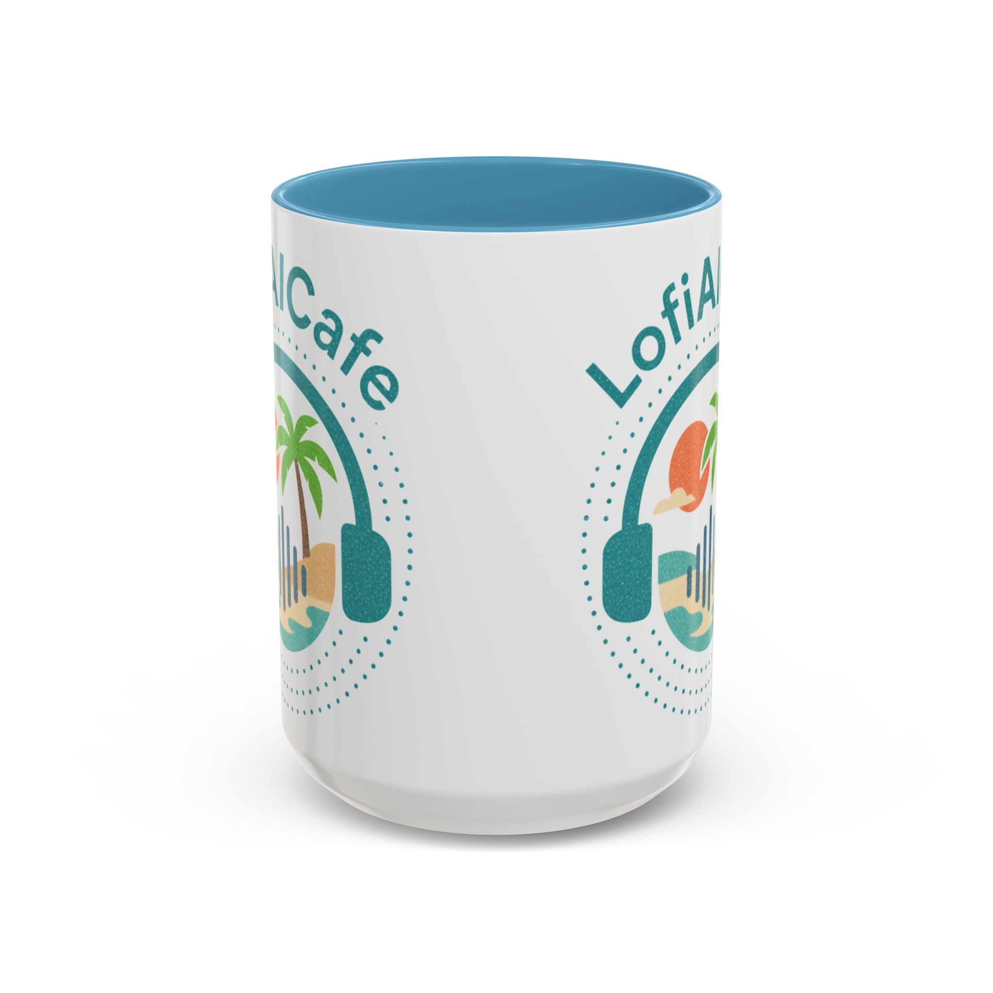 LofiAICafe Tropical Aesthetic Accent Coffee Mug - Coastal Vibes Chill Music Gift(11oz/15oz)