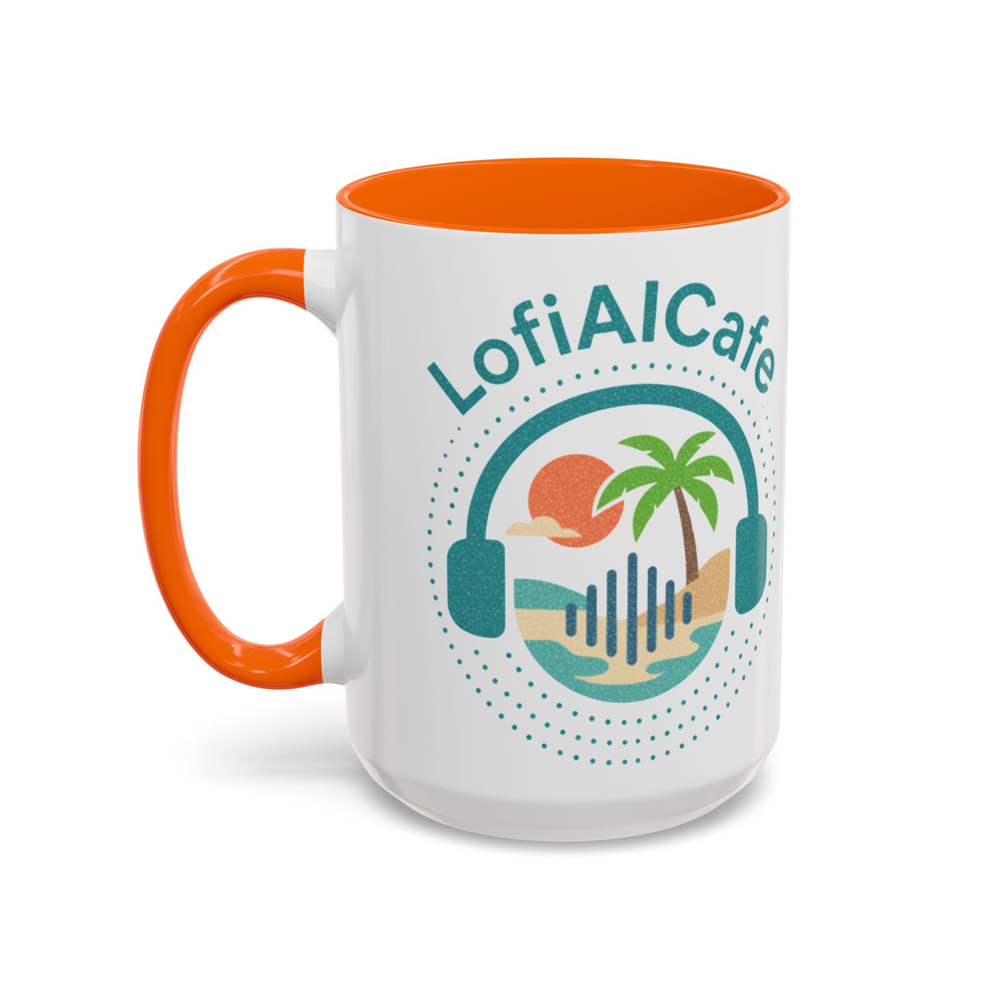 LofiAICafe Tropical Aesthetic Accent Coffee Mug - Coastal Vibes Chill Music Gift(11oz/15oz)