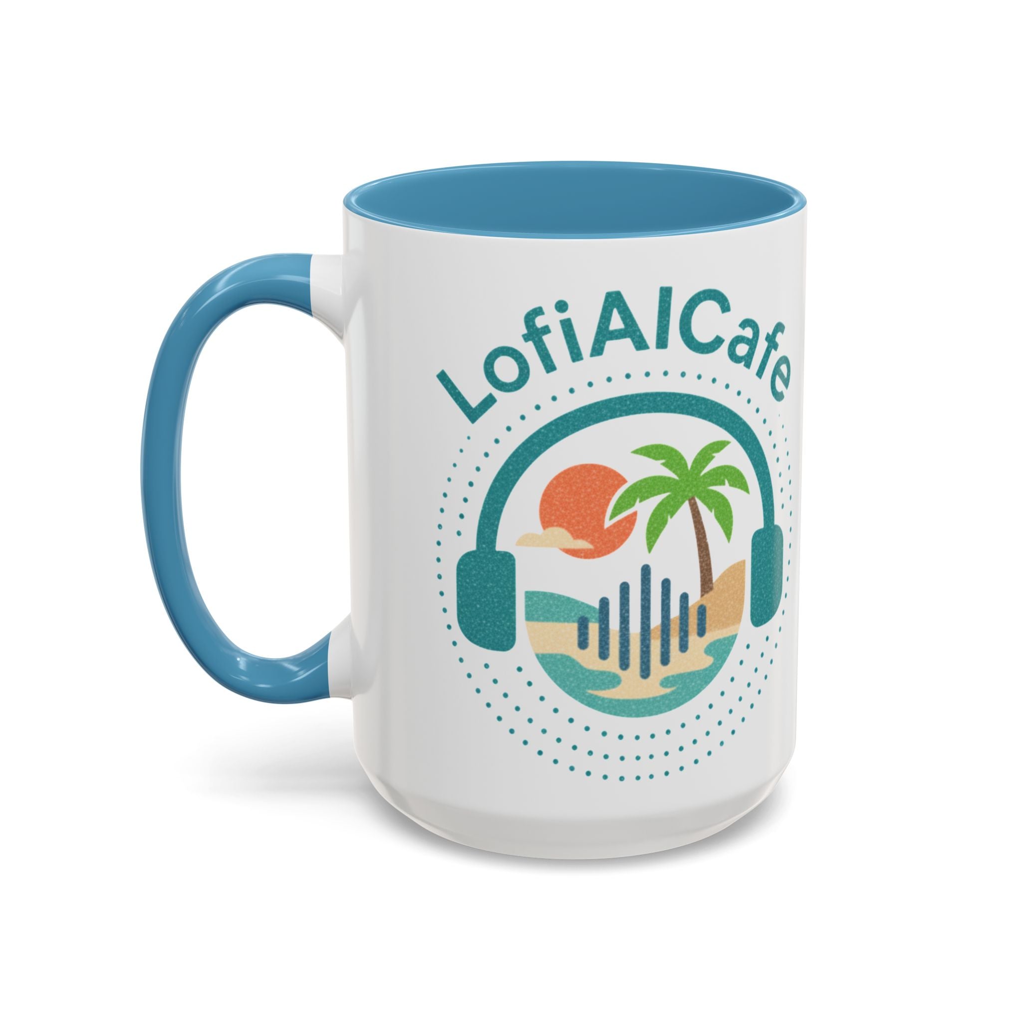LofiAICafe Tropical Aesthetic Accent Coffee Mug - Coastal Vibes Chill Music Gift(11oz/15oz)