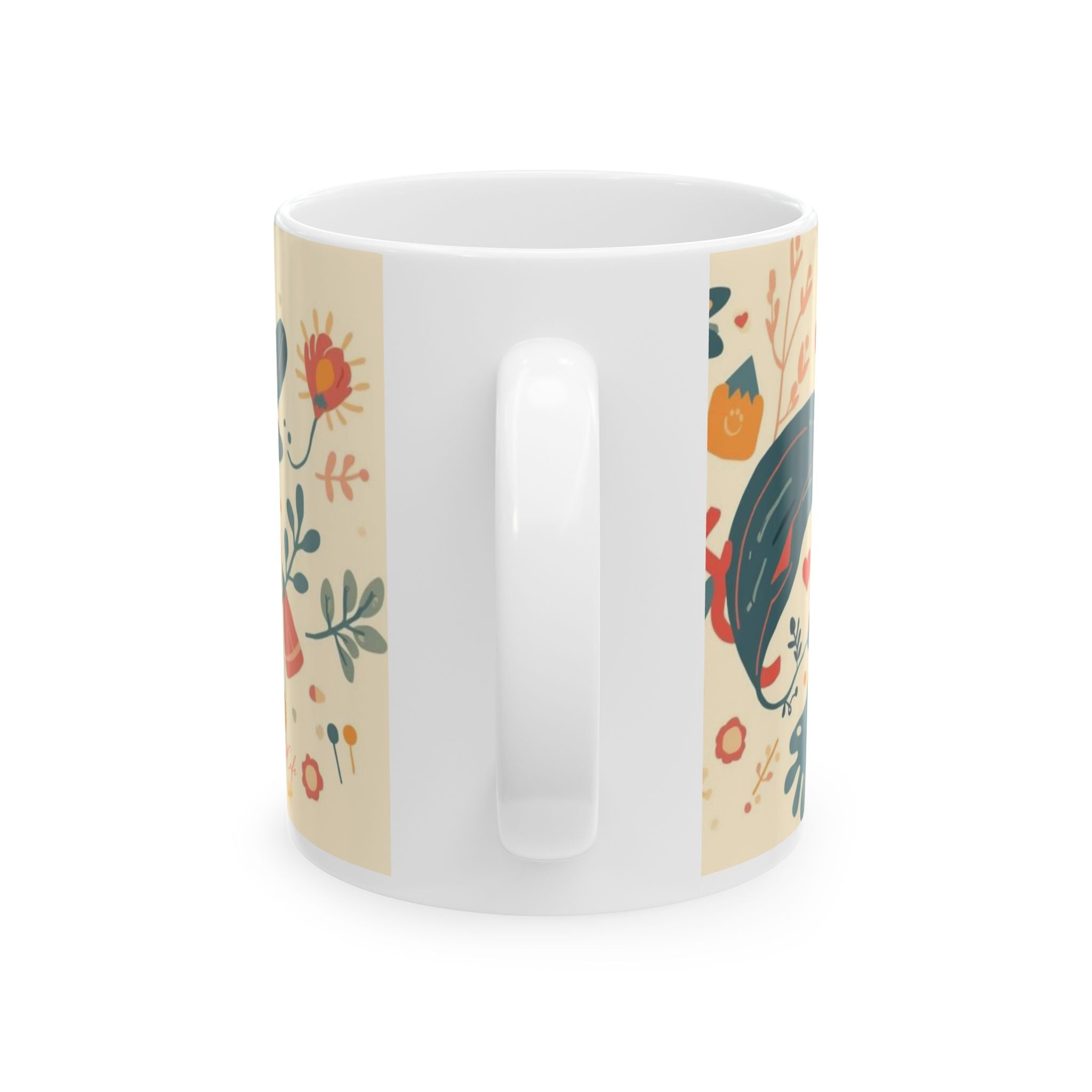 Floral Heart Ceramic Mug — Whimsical Vintage Love Design (11oz & 15oz)