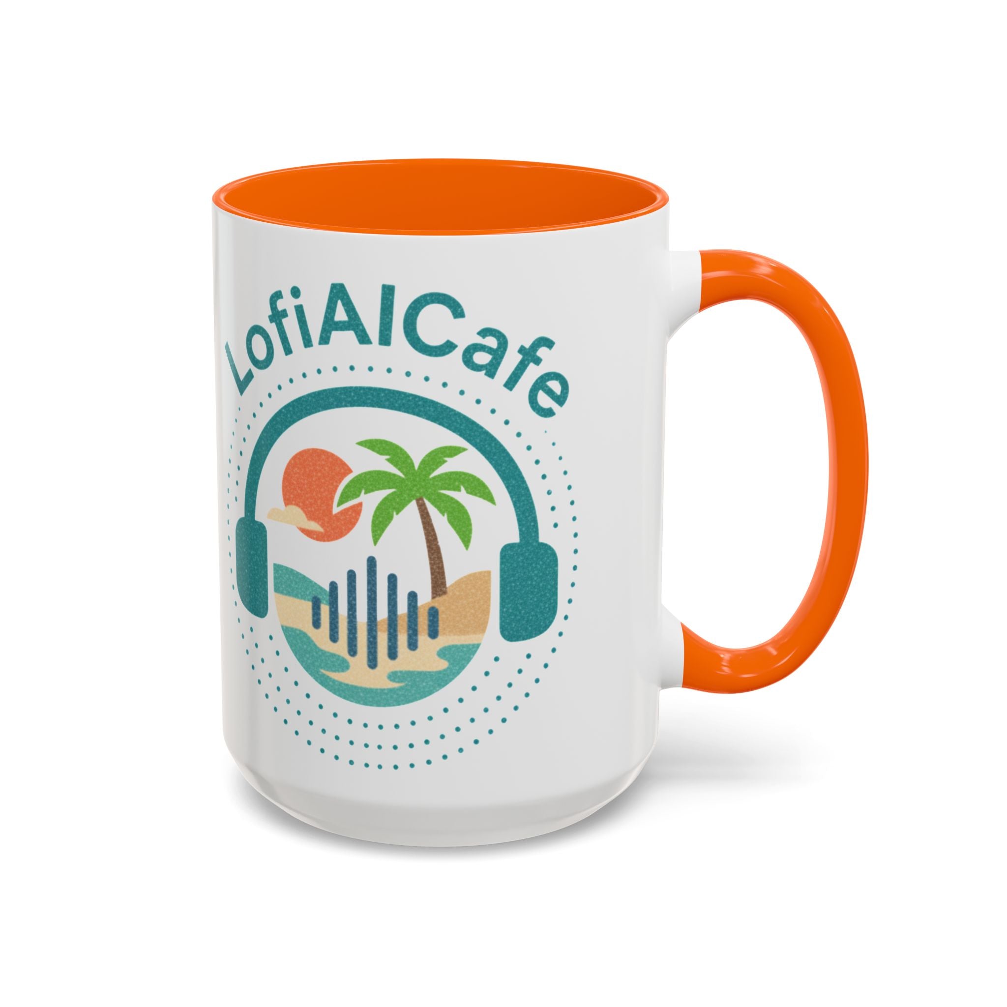 LofiAICafe Tropical Aesthetic Accent Coffee Mug - Coastal Vibes Chill Music Gift(11oz/15oz)