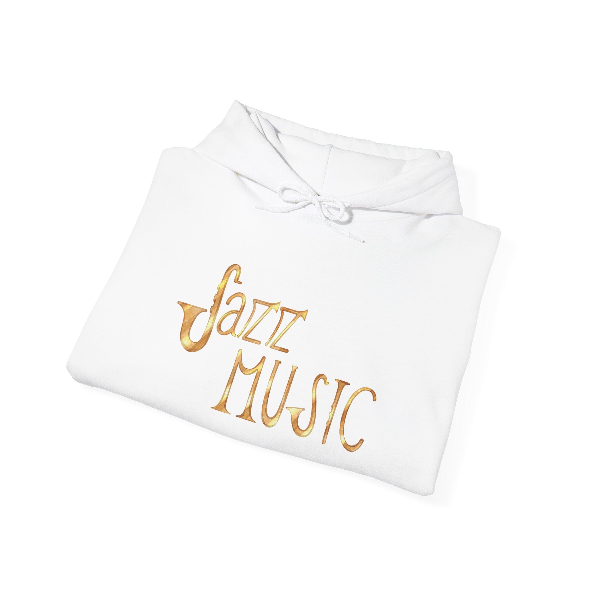 Jazz Music Hoodie 🎷 Retro Gold Script Sweatshirt – Vintage Jazz Lover Gift, Musician Streetwear, Cozy Unisex Pullover