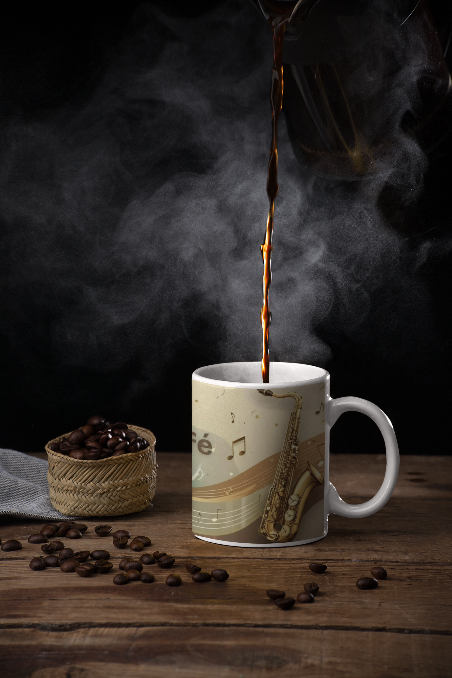 Rainy Jazz Café Ceramic Mug – Saxophone Jazz Coffee Cup for Music Lovers (11oz)