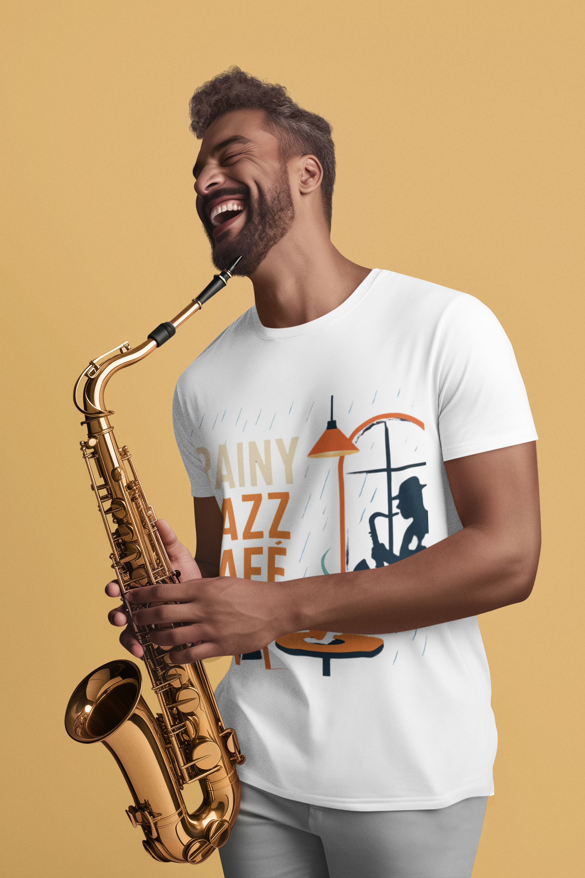 Rainy Jazz Café T-Shirt ☕🎷 Cozy Coffee & Jazz Graphic Tee – Relaxing Music Aesthetic, Lofi Café Vibes