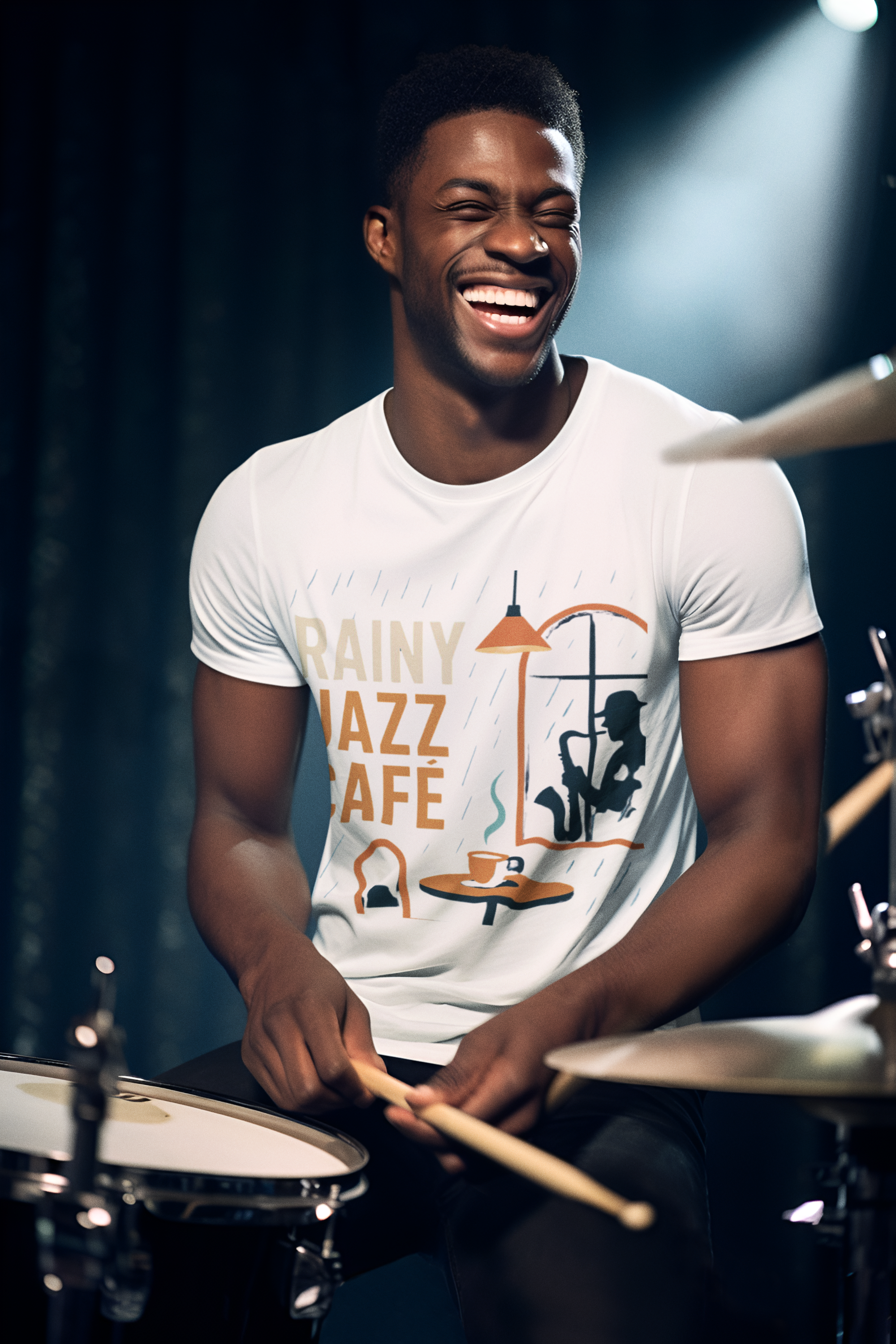 Rainy Jazz Café T-Shirt ☕🎷 Cozy Coffee & Jazz Graphic Tee – Relaxing Music Aesthetic, Lofi Café Vibes