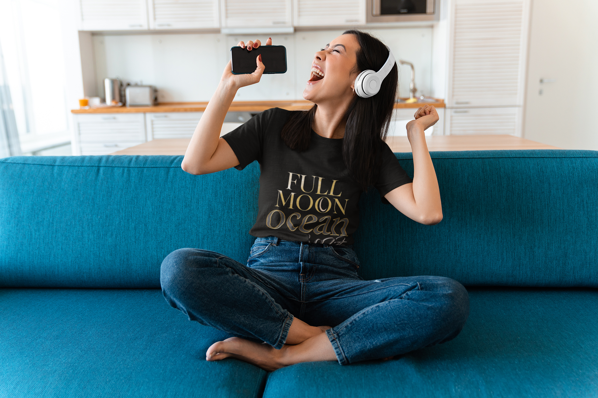 Full Moon Ocean Jazz T-Shirt 🌙🌊 Relaxing Music Graphic Tee – Sleep Aesthetic, Coastal Night Vibes, Unisex Shirt