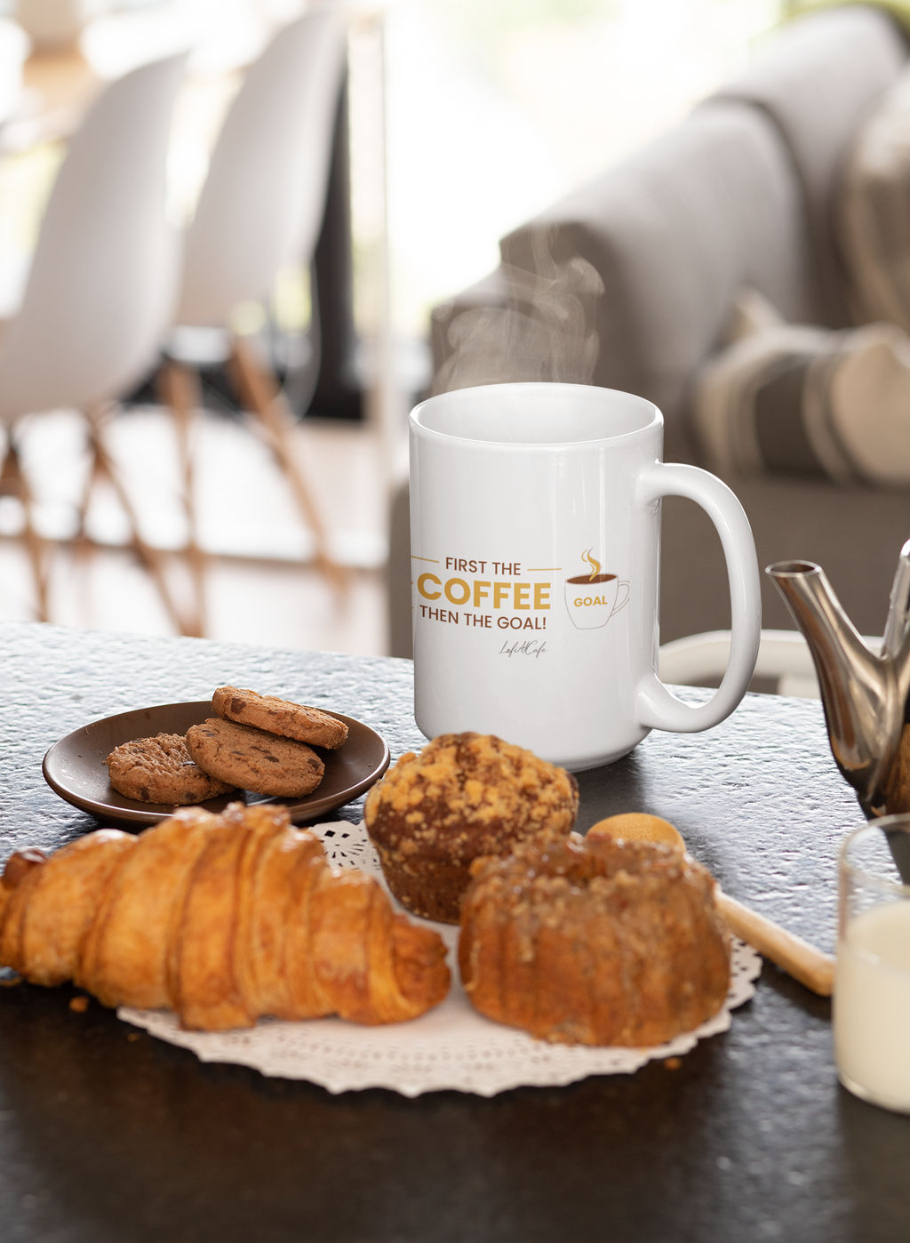 Soccer Fan Coffee Mug – "First the Coffee, Then the Goals" | Funny Soccer Gift | Ceramic Mug 11oz 15oz