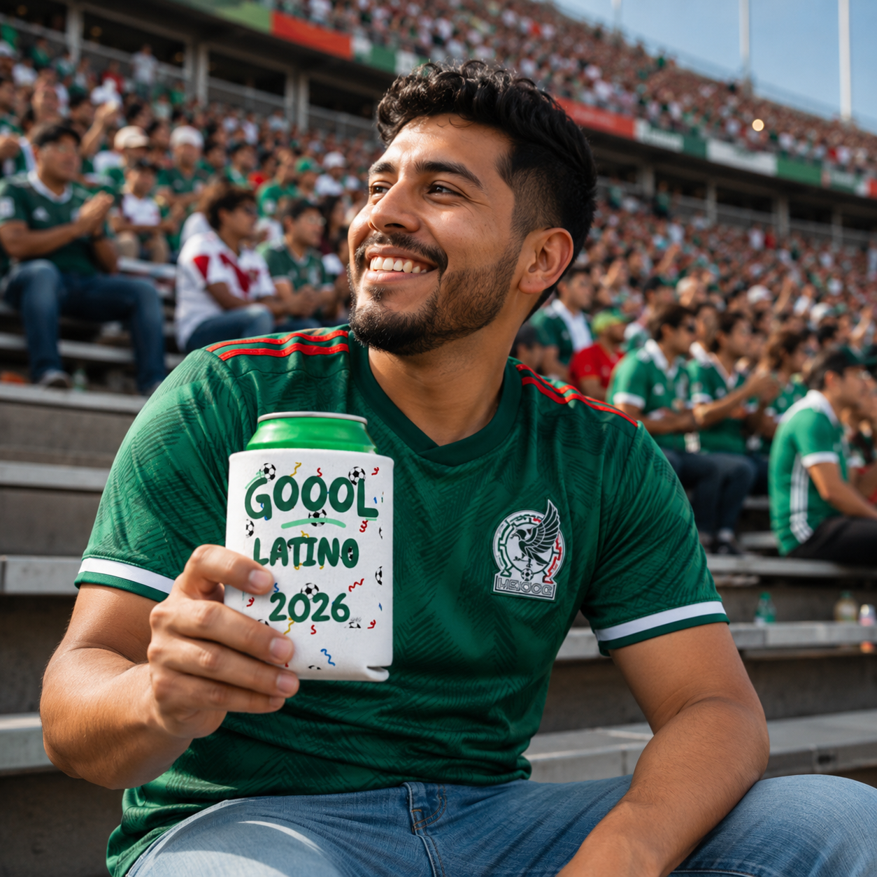 Gool Latino 2026 Can Cooler — Soccer Watch Party Koozie | Latino Fan Gift | Regular & Slim Can Cooler