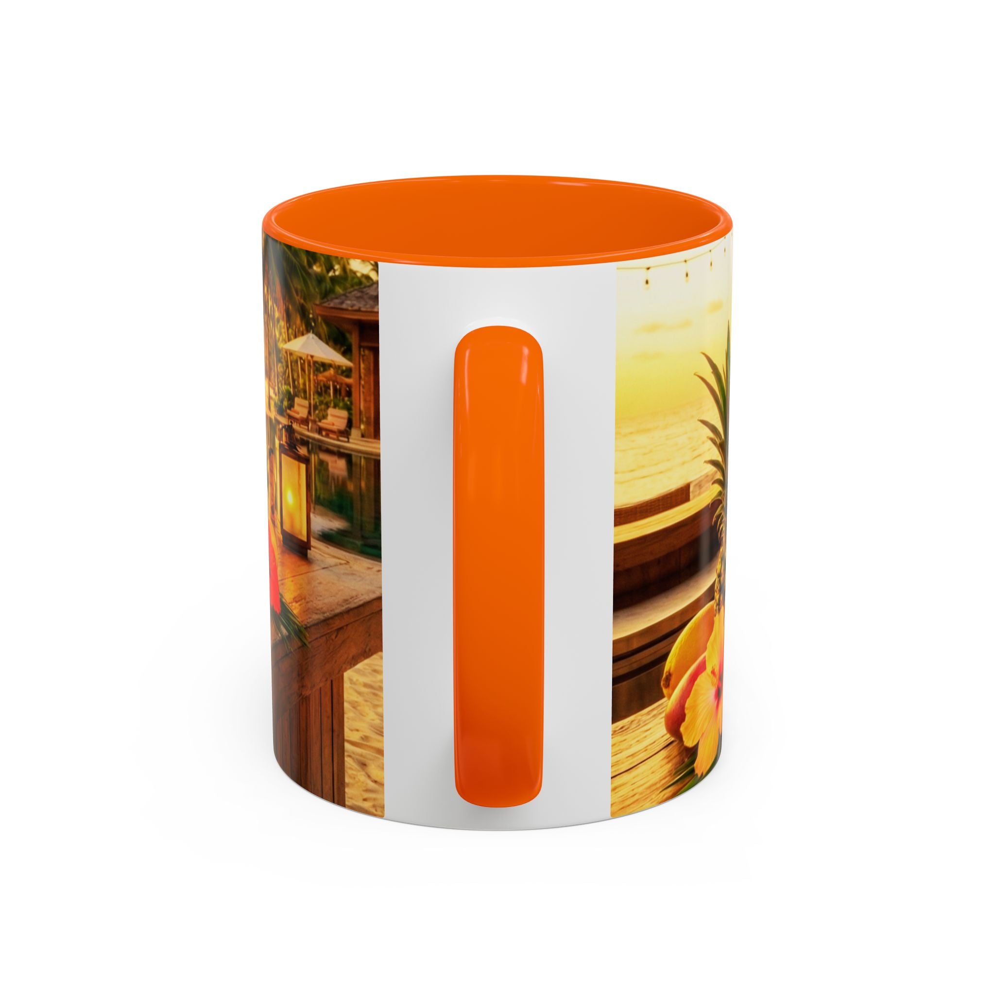 Tropical LofiAICafe Accent Coffee Mug — 'LofiAICafe' Color-Accent 11oz