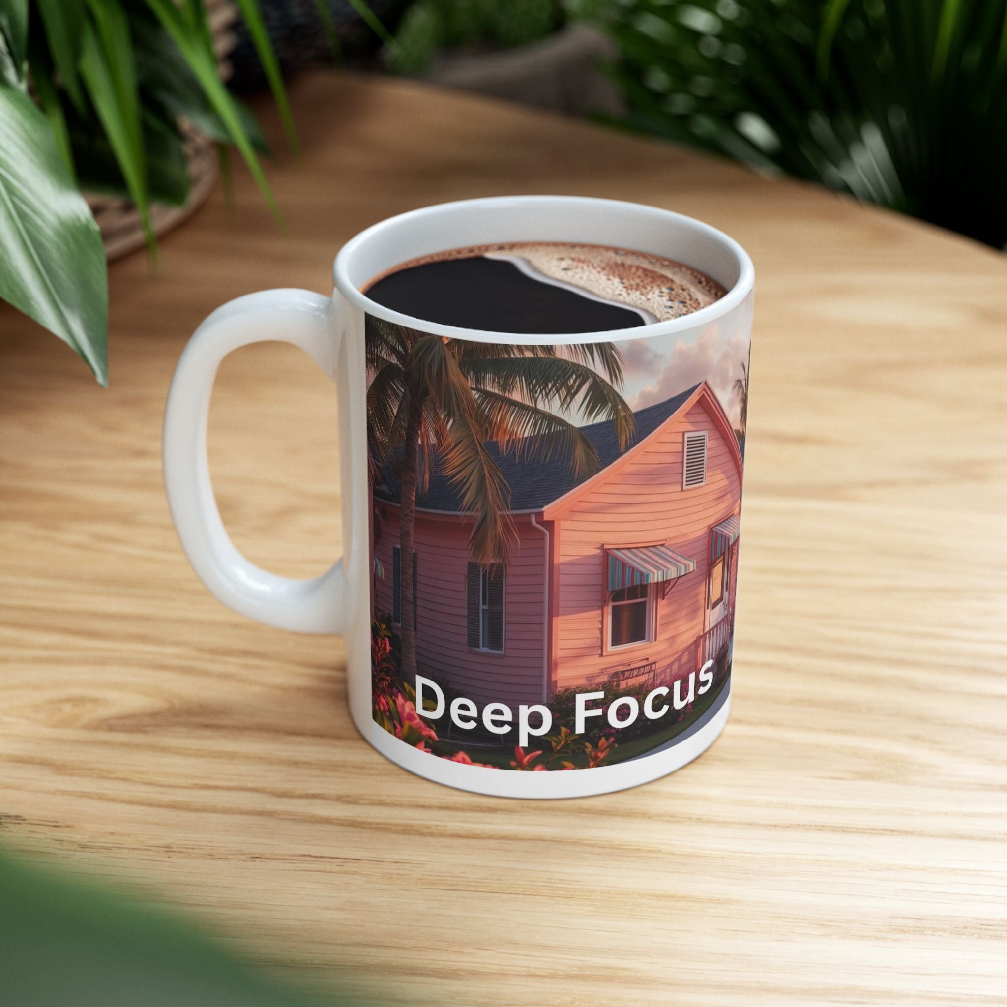 Key West Coastal Mug 🌴 Caribbean Sunset Coffee Cup "Stay Focus" (11oz, 15oz)