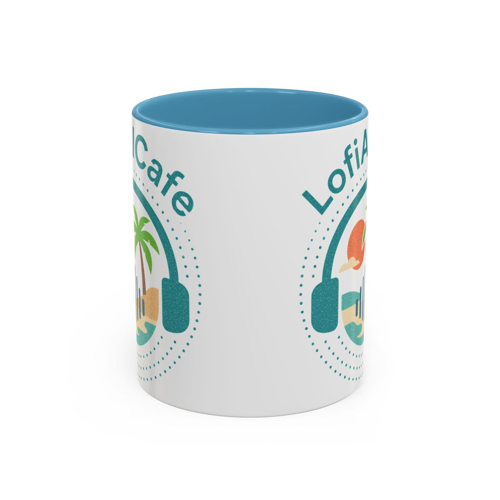 LofiAICafe Tropical Aesthetic Accent Coffee Mug - Coastal Vibes Chill Music Gift(11oz/15oz)