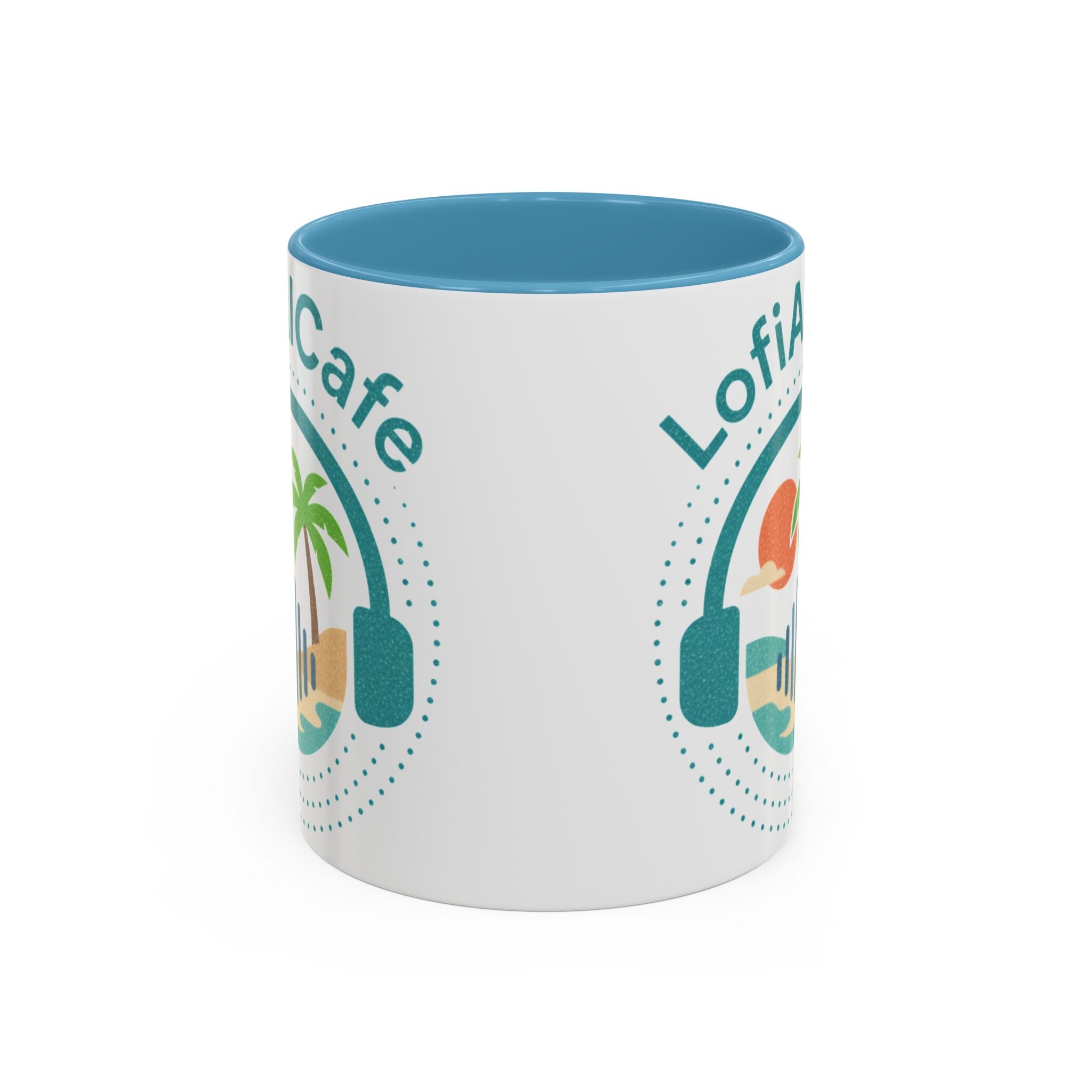 LofiAICafe Tropical Aesthetic Accent Coffee Mug - Coastal Vibes Chill Music Gift(11oz/15oz)