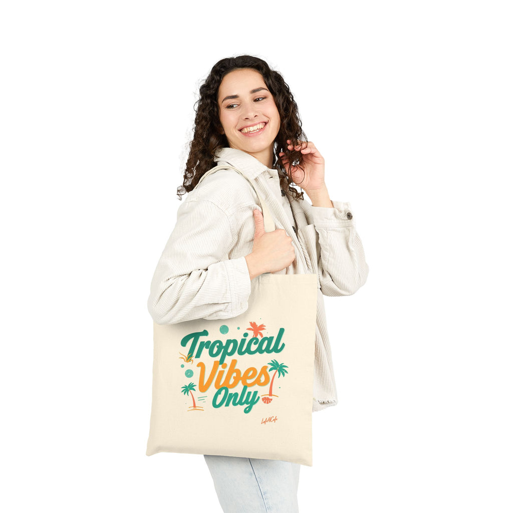 Tropical Vibes Only Tote Bag 🌴 | Canvas Beach Bag, Summer Vacation Tote, Eco Shopping Bag