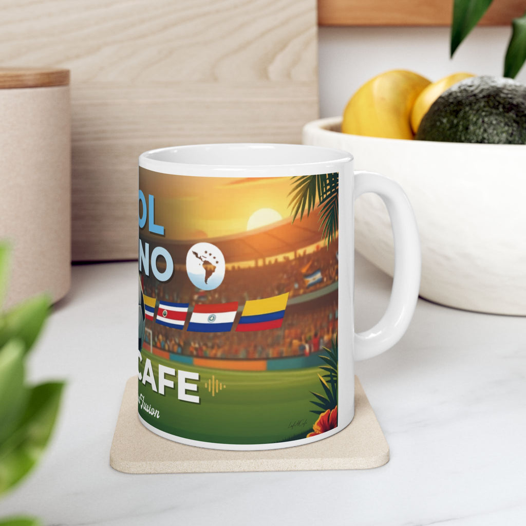 Gool Latino Mug — LofiAICafe Caribbean Bossa Fusion | Latino Soccer Fan Gift | Ceramic Coffee Mug 11oz 15oz