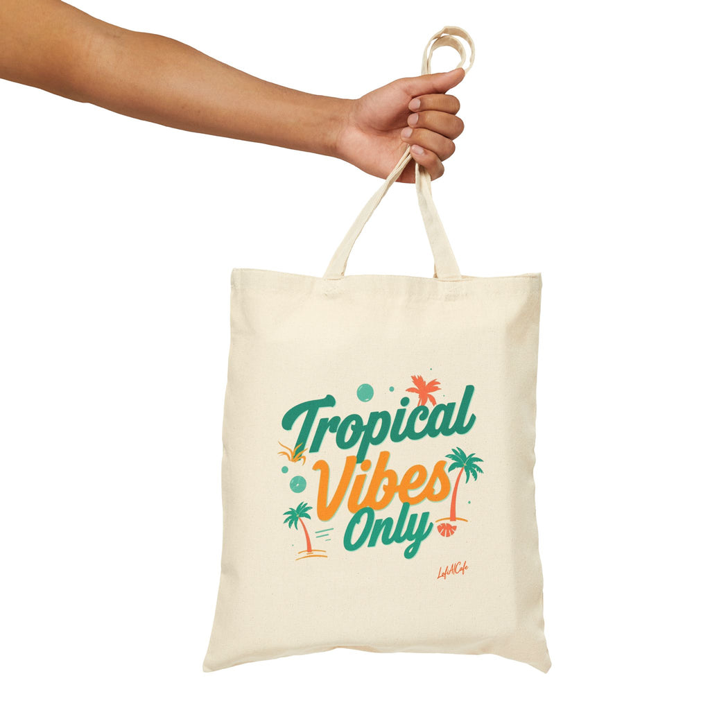 Tropical Vibes Only Tote Bag 🌴 | Canvas Beach Bag, Summer Vacation Tote, Eco Shopping Bag