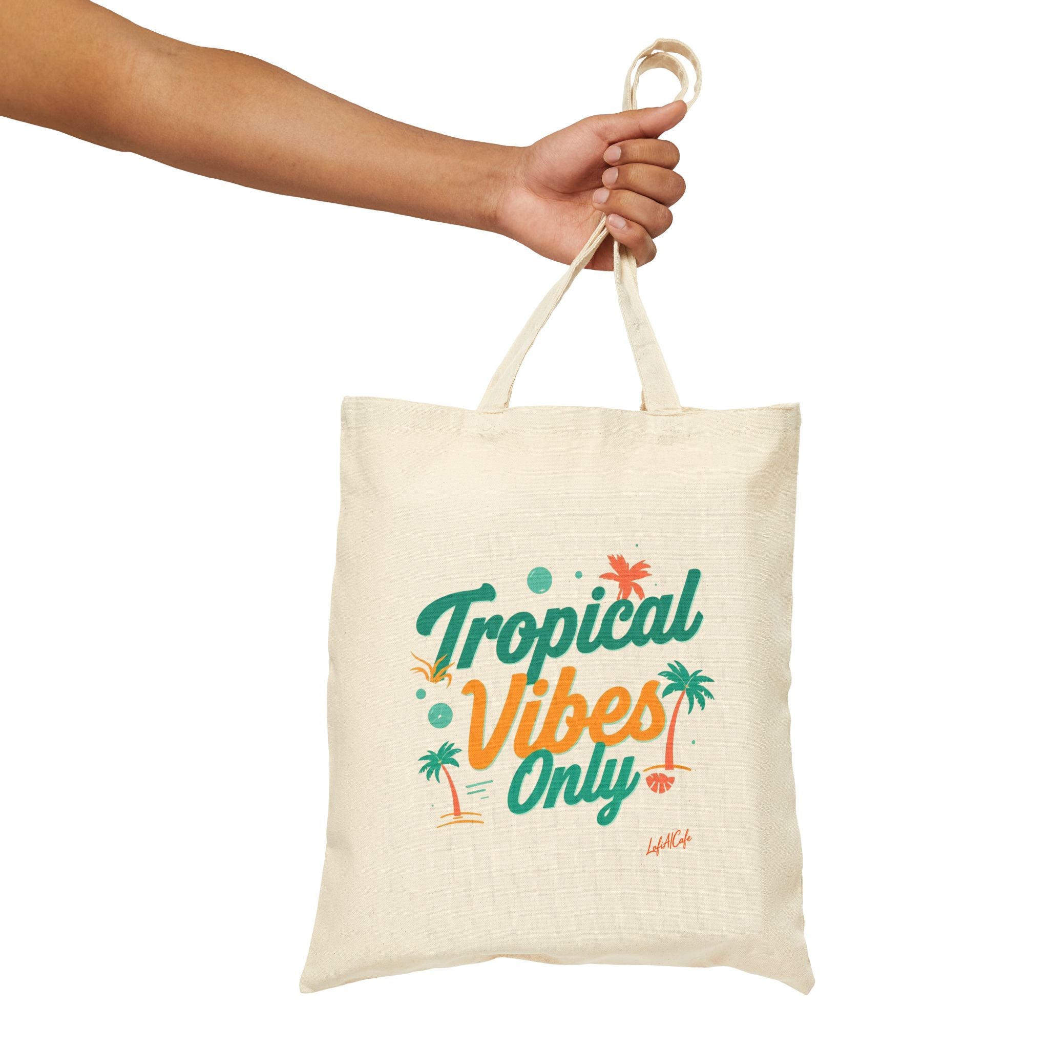 Tropical Vibes Only Tote Bag 🌴 | Canvas Beach Bag, Summer Vacation Tote, Eco Shopping Bag