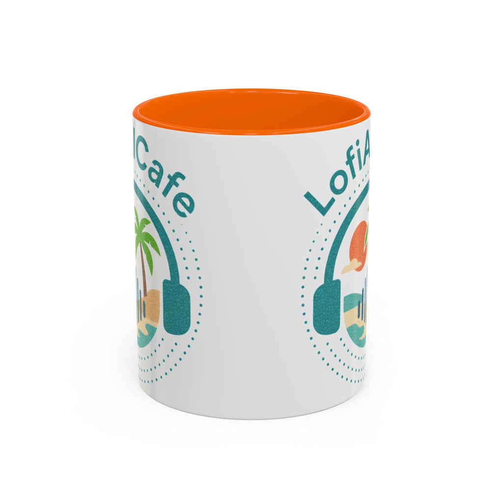 LofiAICafe Tropical Aesthetic Accent Coffee Mug - Coastal Vibes Chill Music Gift(11oz/15oz)