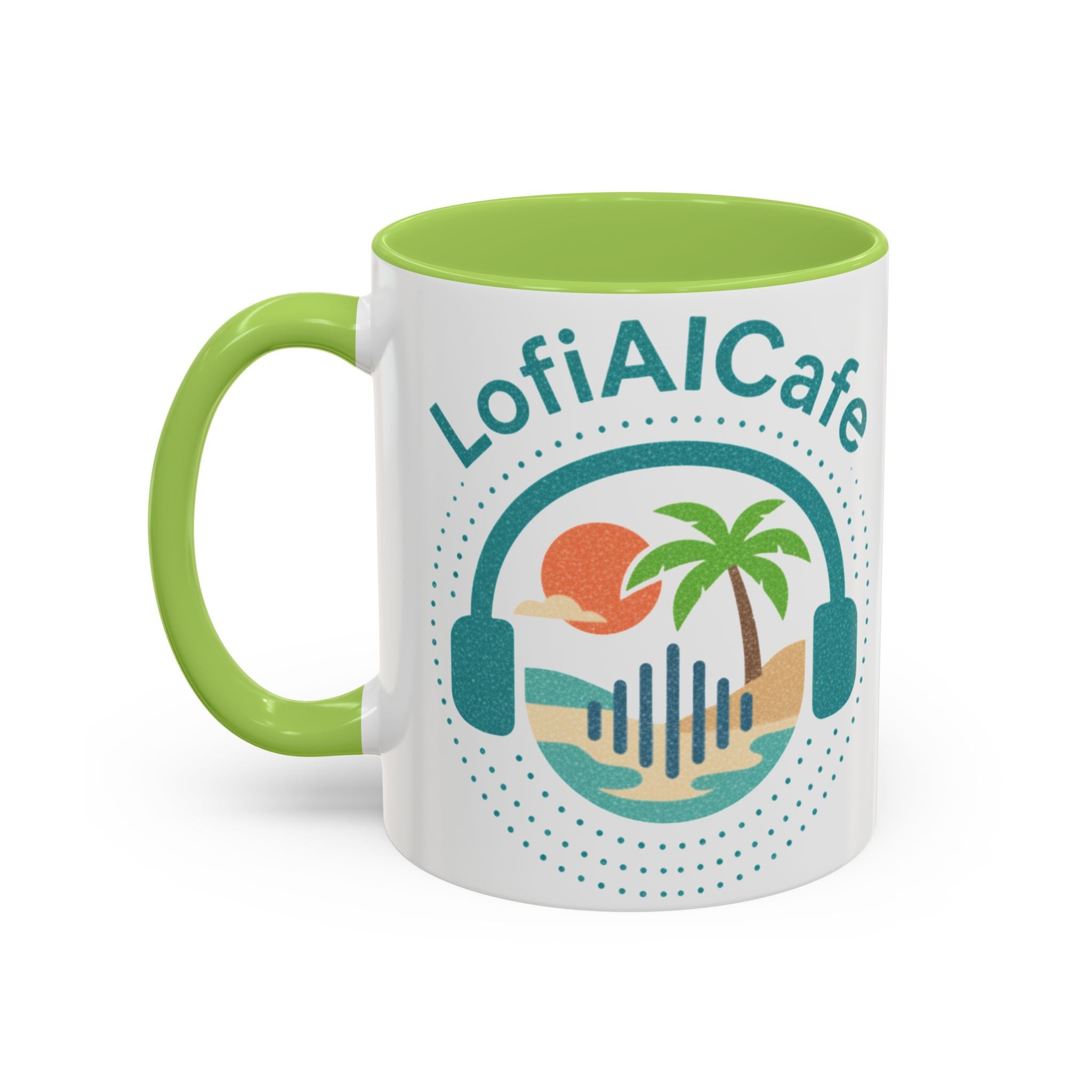 LofiAICafe Tropical Aesthetic Accent Coffee Mug - Coastal Vibes Chill Music Gift(11oz/15oz)