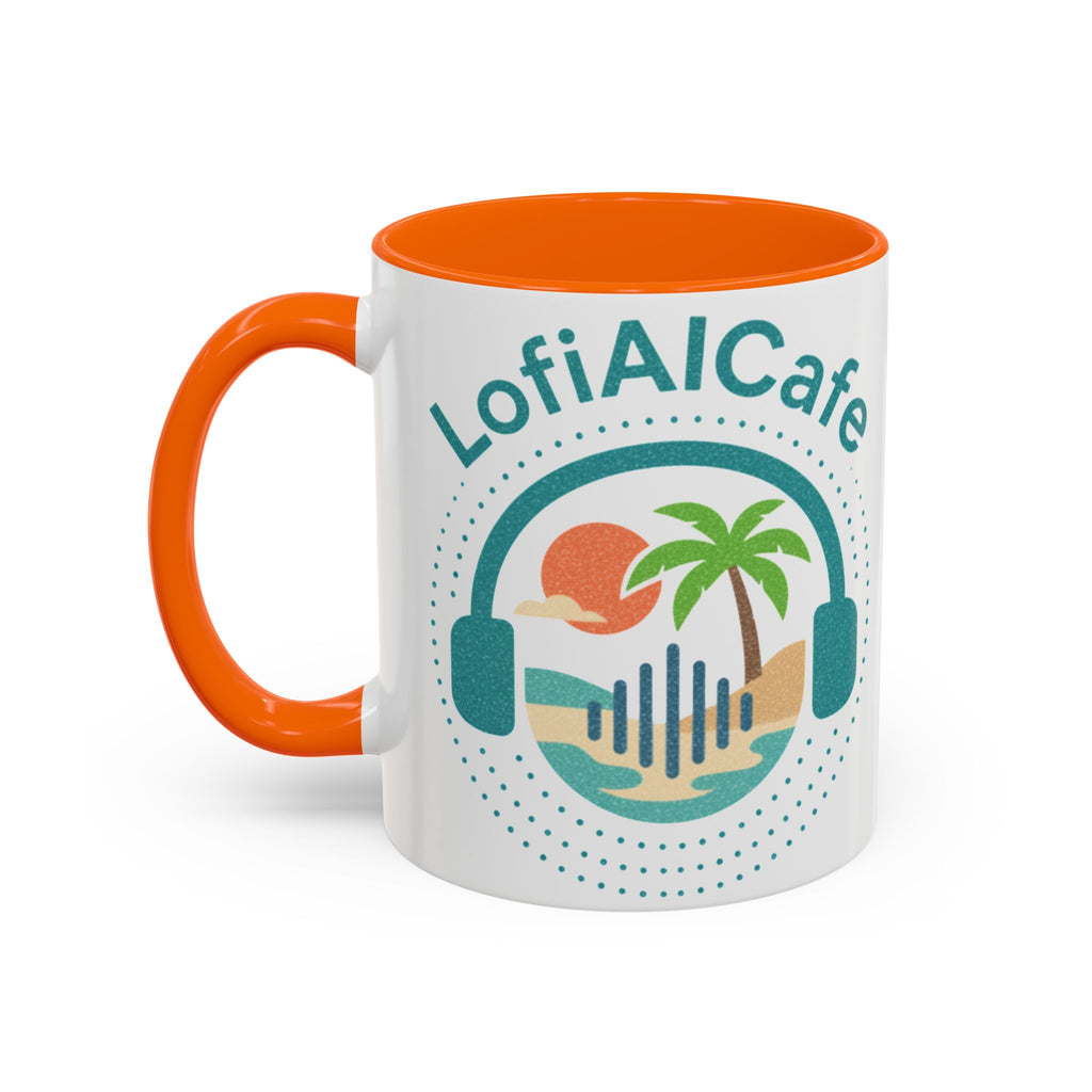 LofiAICafe Tropical Aesthetic Accent Coffee Mug - Coastal Vibes Chill Music Gift(11oz/15oz)