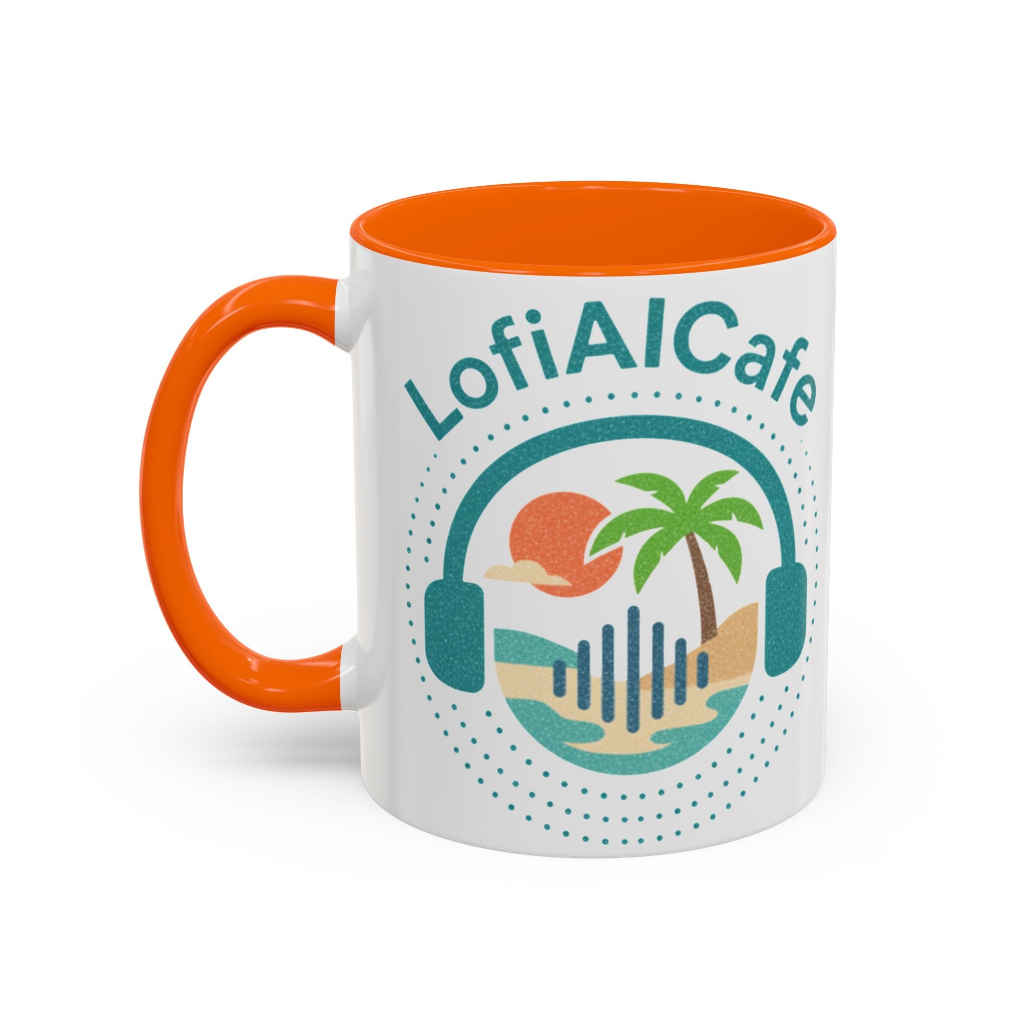 LofiAICafe Tropical Aesthetic Accent Coffee Mug - Coastal Vibes Chill Music Gift(11oz/15oz)