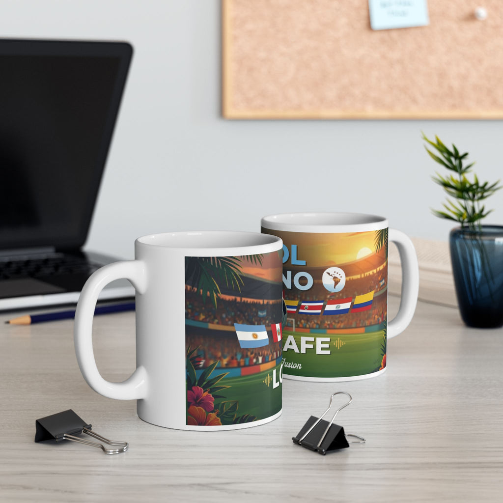 Gool Latino Mug — LofiAICafe Caribbean Bossa Fusion | Latino Soccer Fan Gift | Ceramic Coffee Mug 11oz 15oz