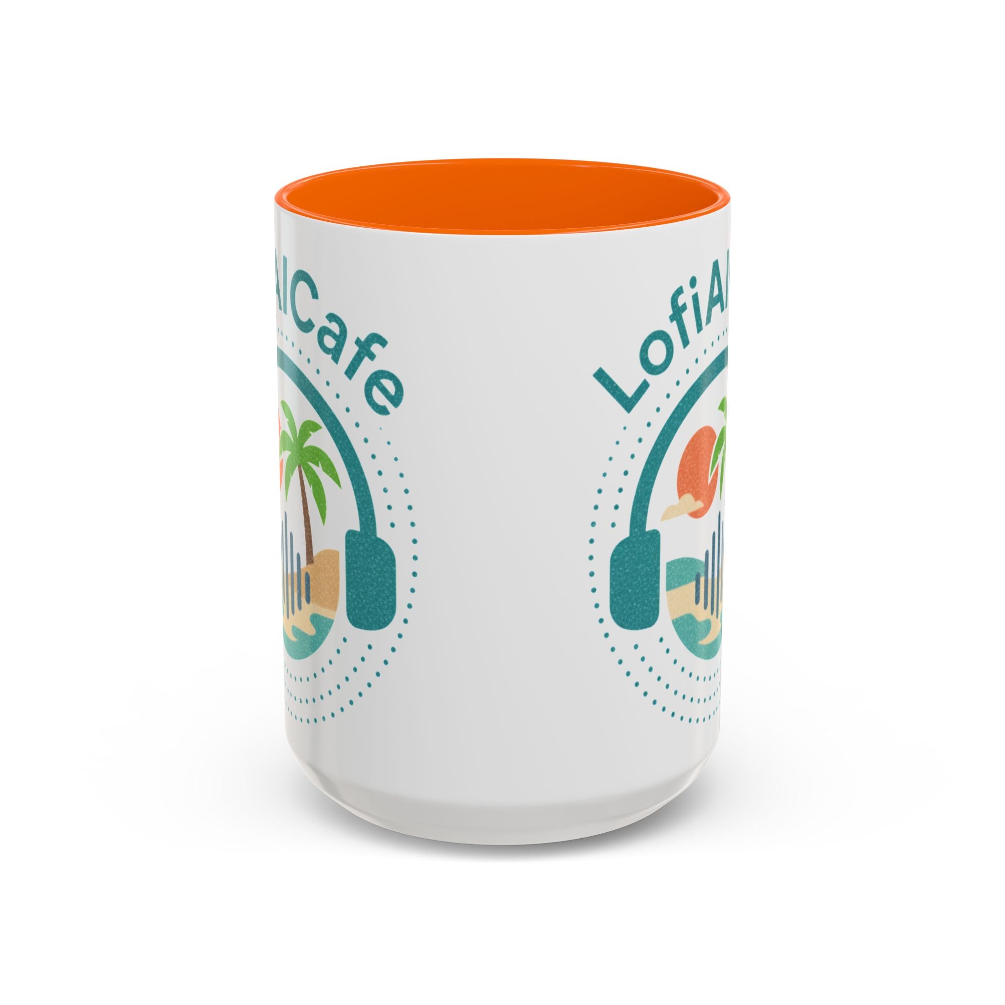 LofiAICafe Tropical Aesthetic Accent Coffee Mug - Coastal Vibes Chill Music Gift(11oz/15oz)