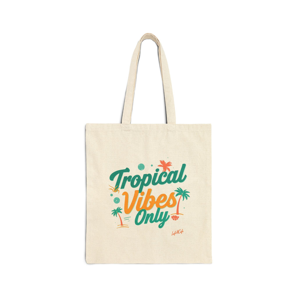 Tropical Vibes Only Tote Bag 🌴 | Canvas Beach Bag, Summer Vacation Tote, Eco Shopping Bag