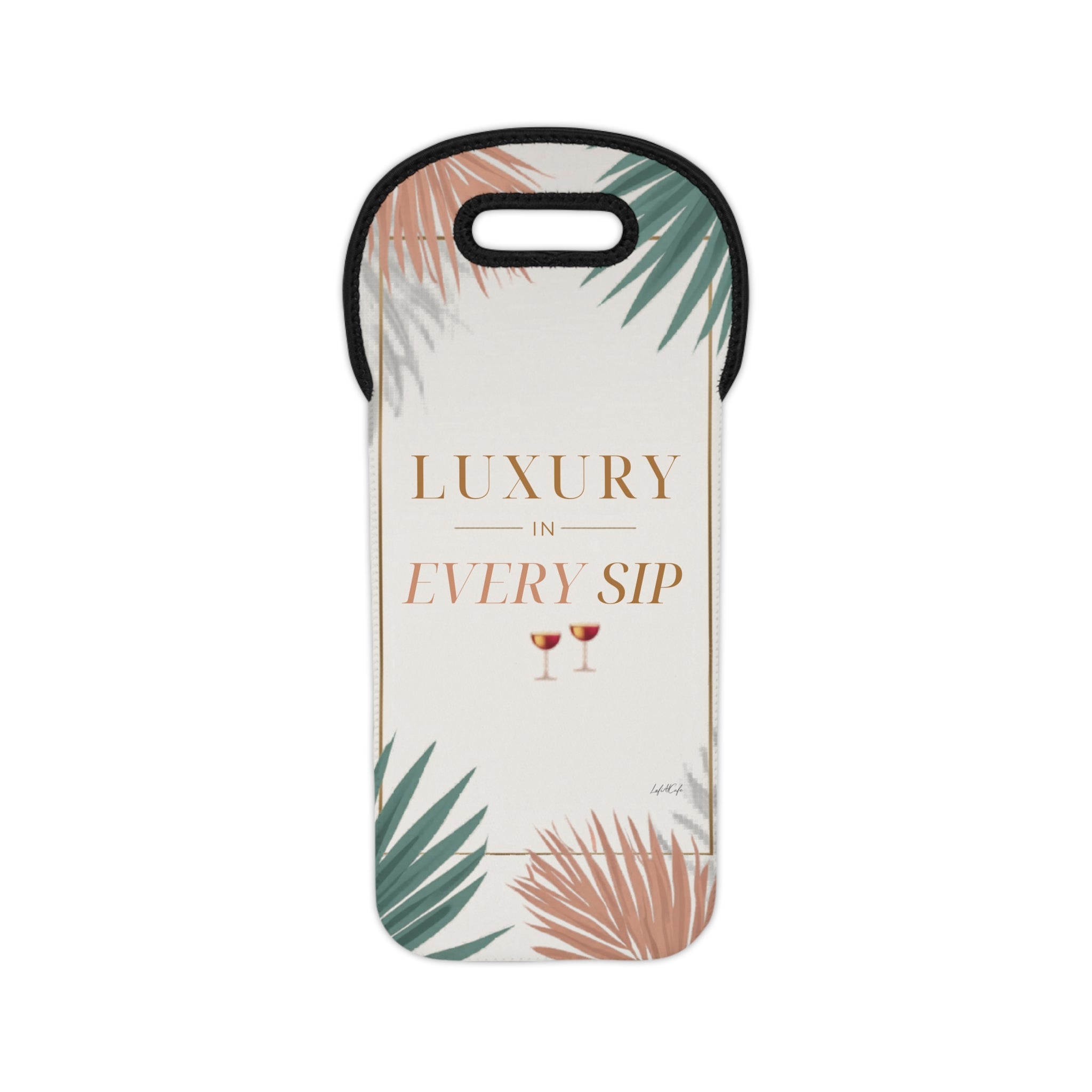 Luxury in Every Sip Wine Tote Bag | Tropical Aesthetic Neoprene Bottle Carrier | Elegant Gift for Wine Lovers