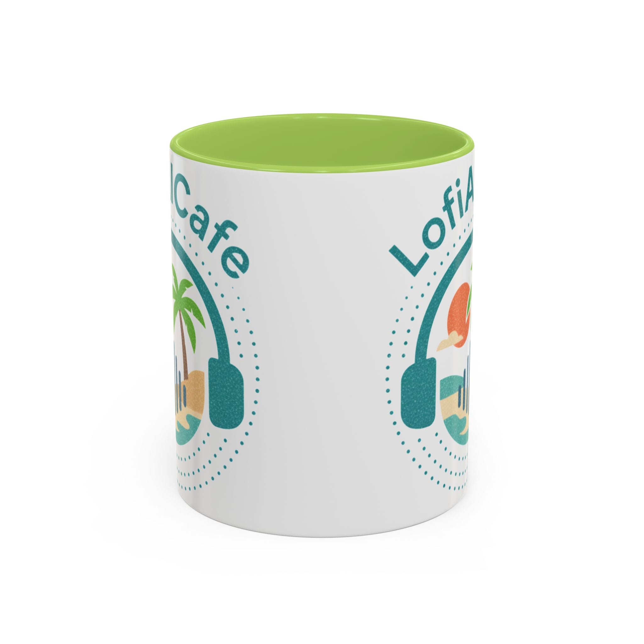 LofiAICafe Tropical Aesthetic Accent Coffee Mug - Coastal Vibes Chill Music Gift(11oz/15oz)