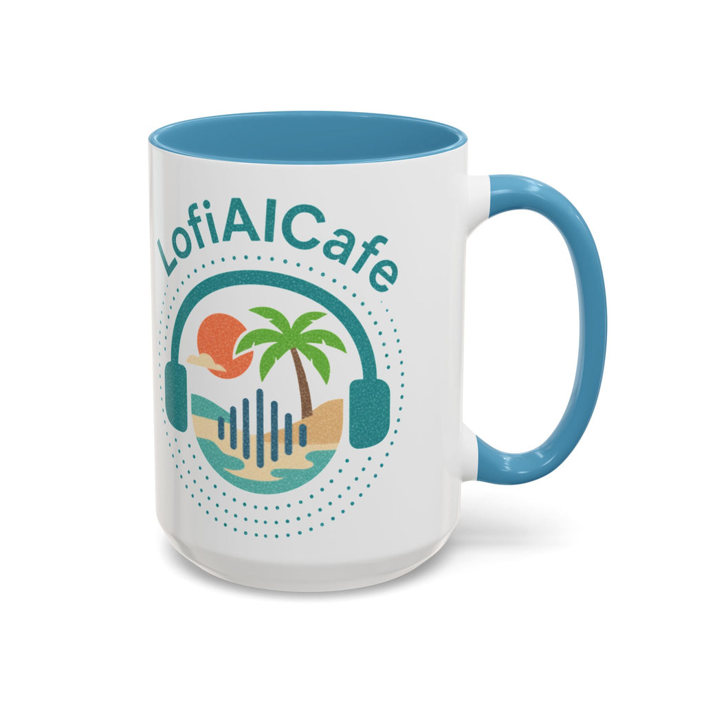 LofiAICafe Tropical Aesthetic Accent Coffee Mug - Coastal Vibes Chill Music Gift(11oz/15oz)