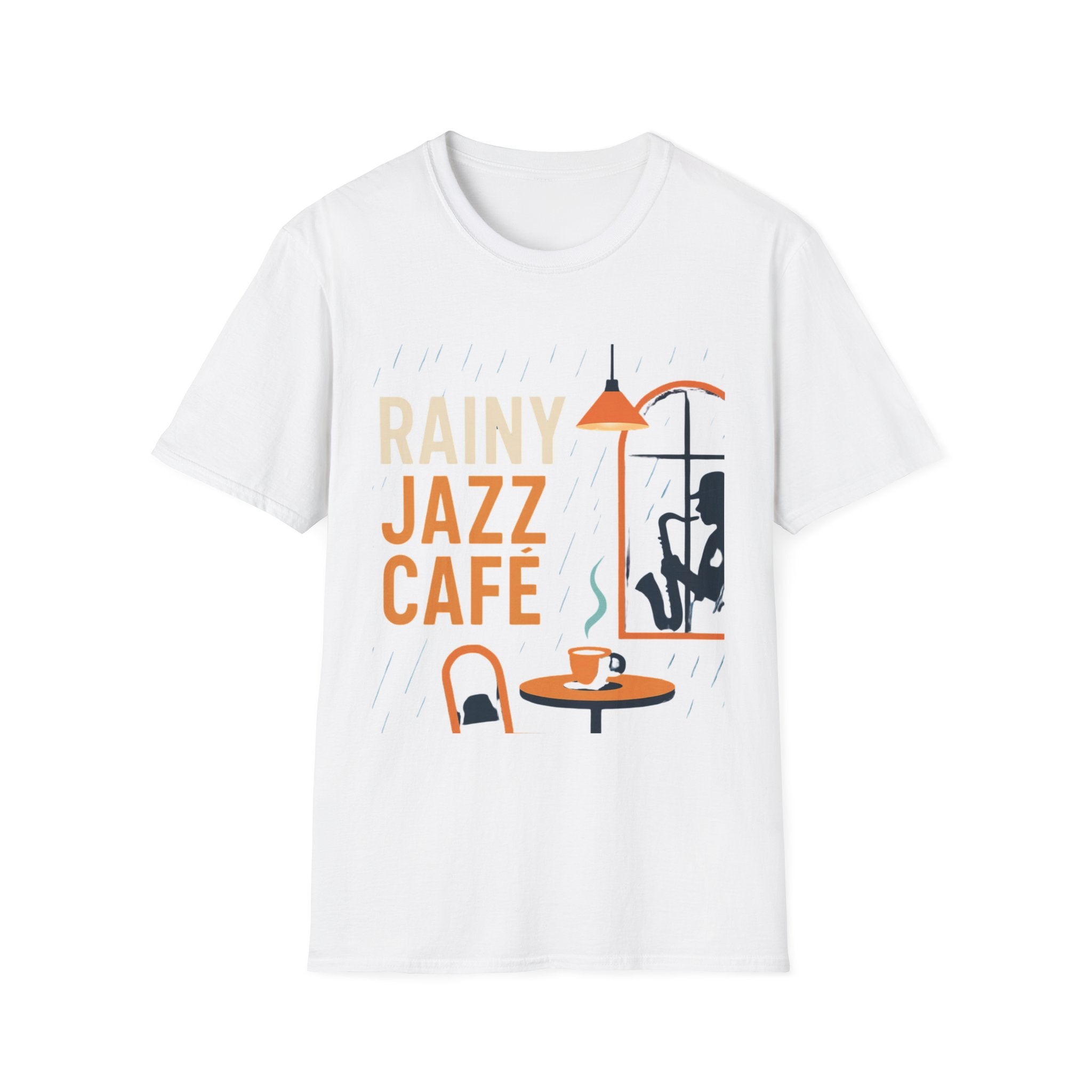 Rainy Jazz Café T-Shirt ☕🎷 Cozy Coffee & Jazz Graphic Tee – Relaxing Music Aesthetic, Lofi Café Vibes