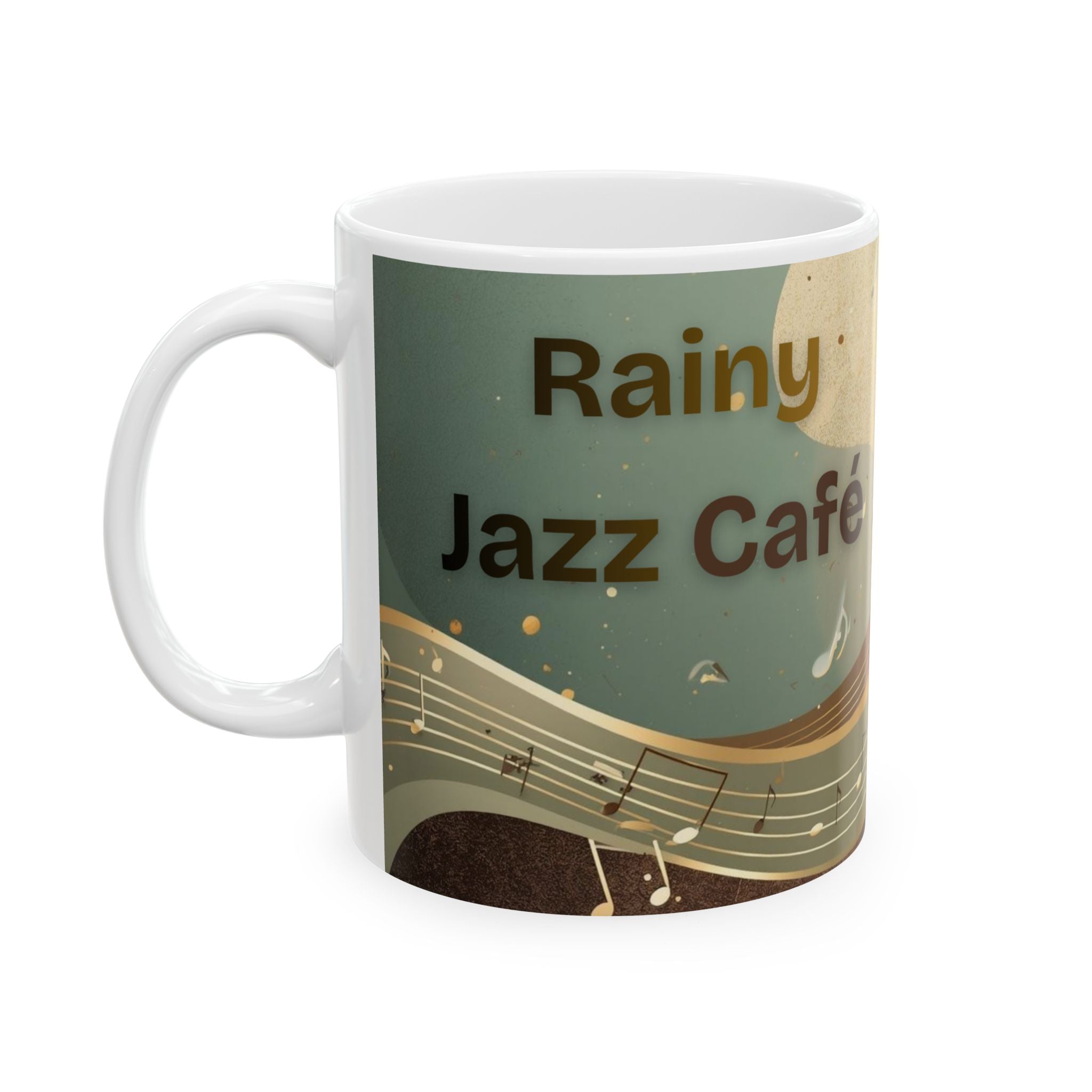 Rainy Jazz Café Ceramic Mug – Saxophone Jazz Coffee Cup for Music Lovers (11oz)