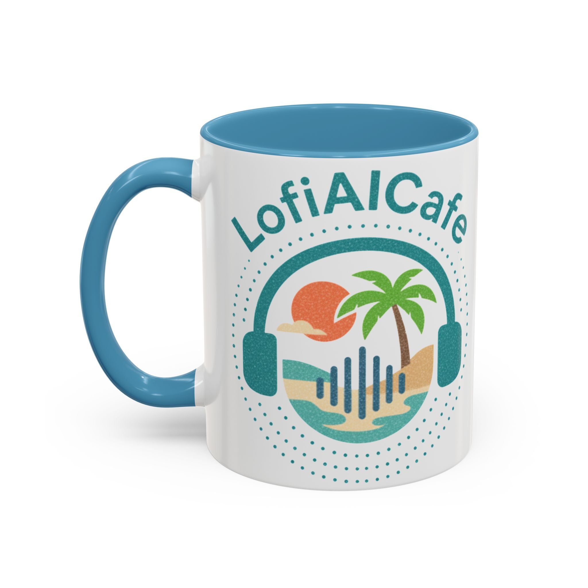 LofiAICafe Tropical Aesthetic Accent Coffee Mug - Coastal Vibes Chill Music Gift(11oz/15oz)