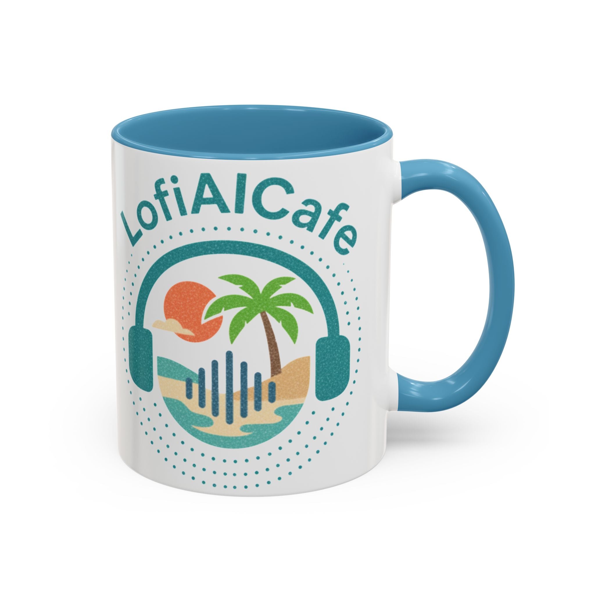 LofiAICafe Tropical Aesthetic Accent Coffee Mug - Coastal Vibes Chill Music Gift(11oz/15oz)