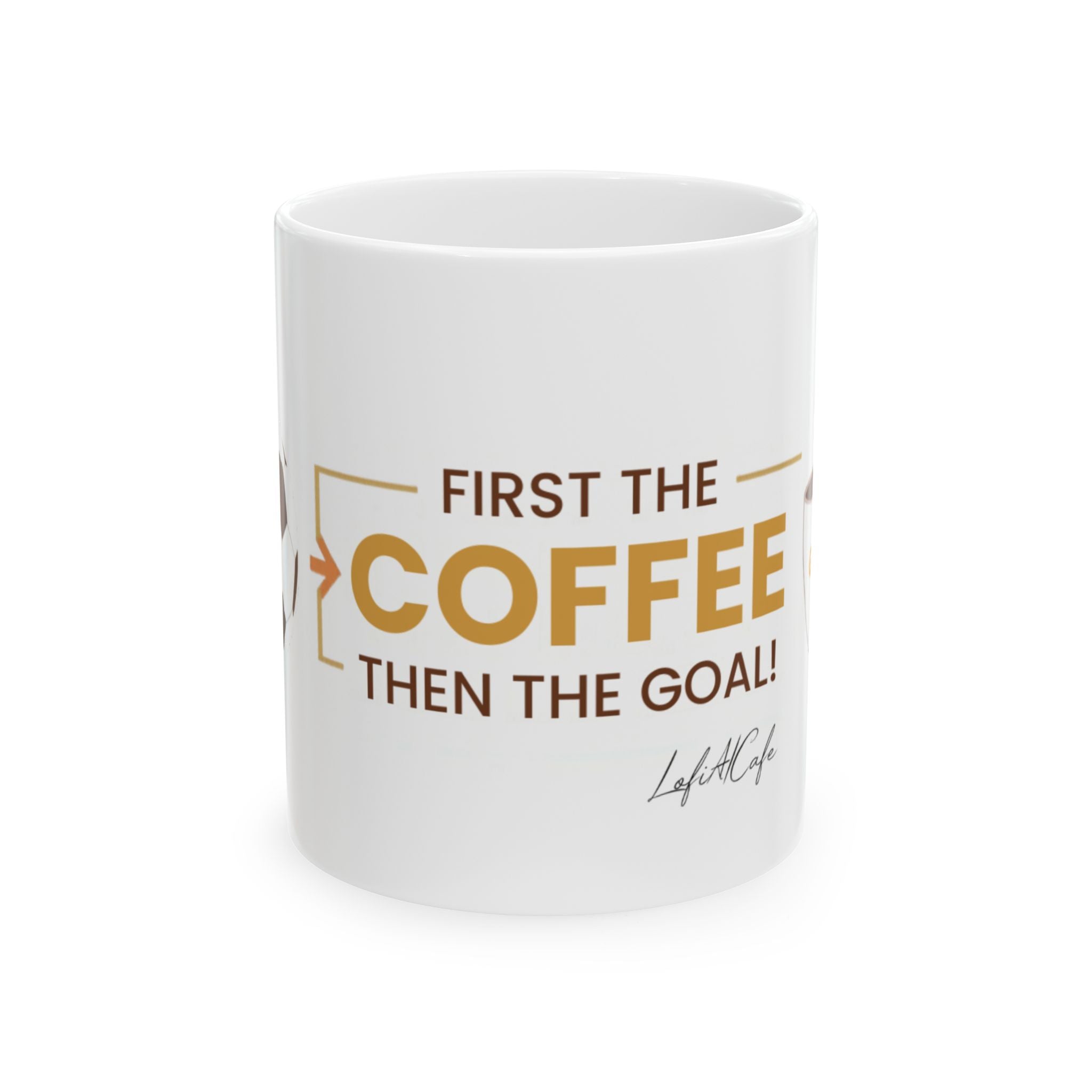 Soccer Fan Coffee Mug – "First the Coffee, Then the Goals" | Funny Soccer Gift | Ceramic Mug 11oz 15oz